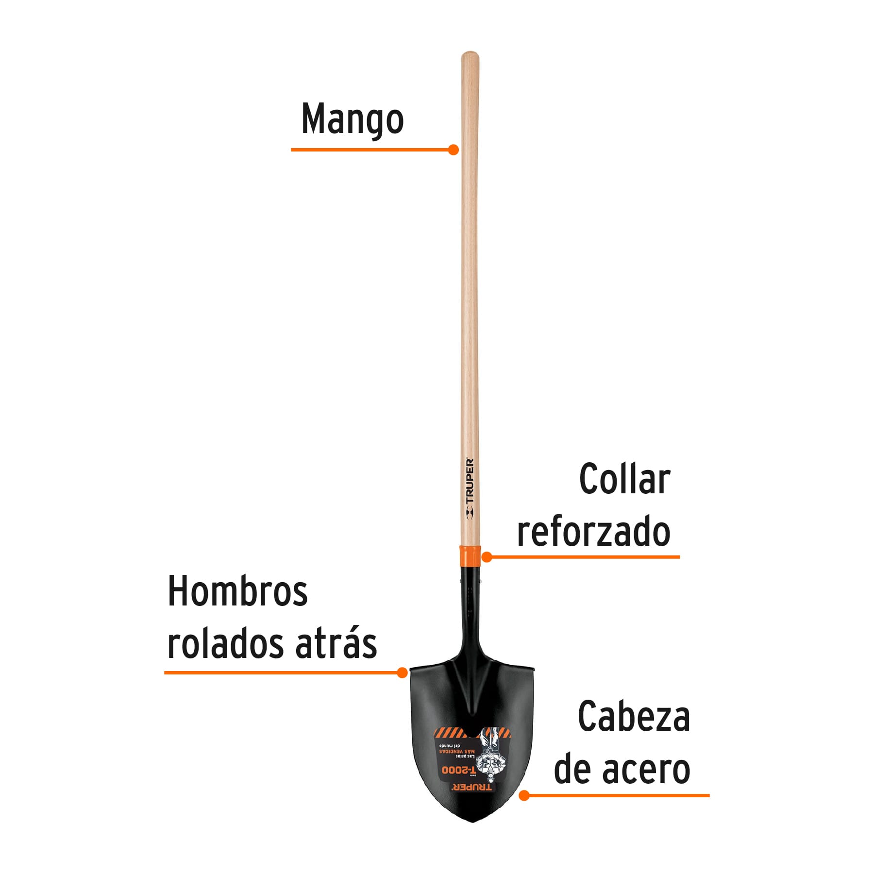 Pala irrigación T-2000, mango largo 45", TRUPER