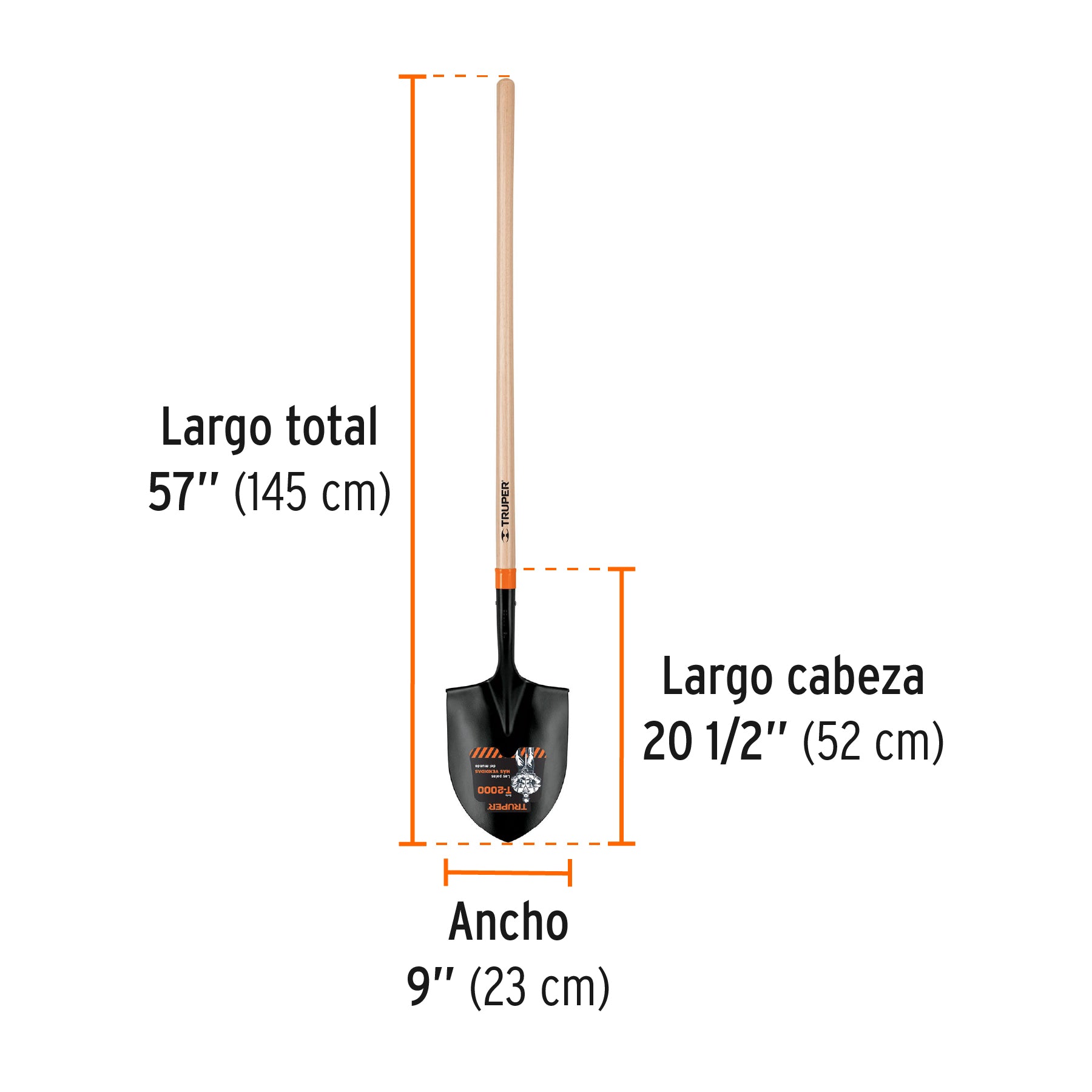 Pala irrigación T-2000, mango largo 45", TRUPER