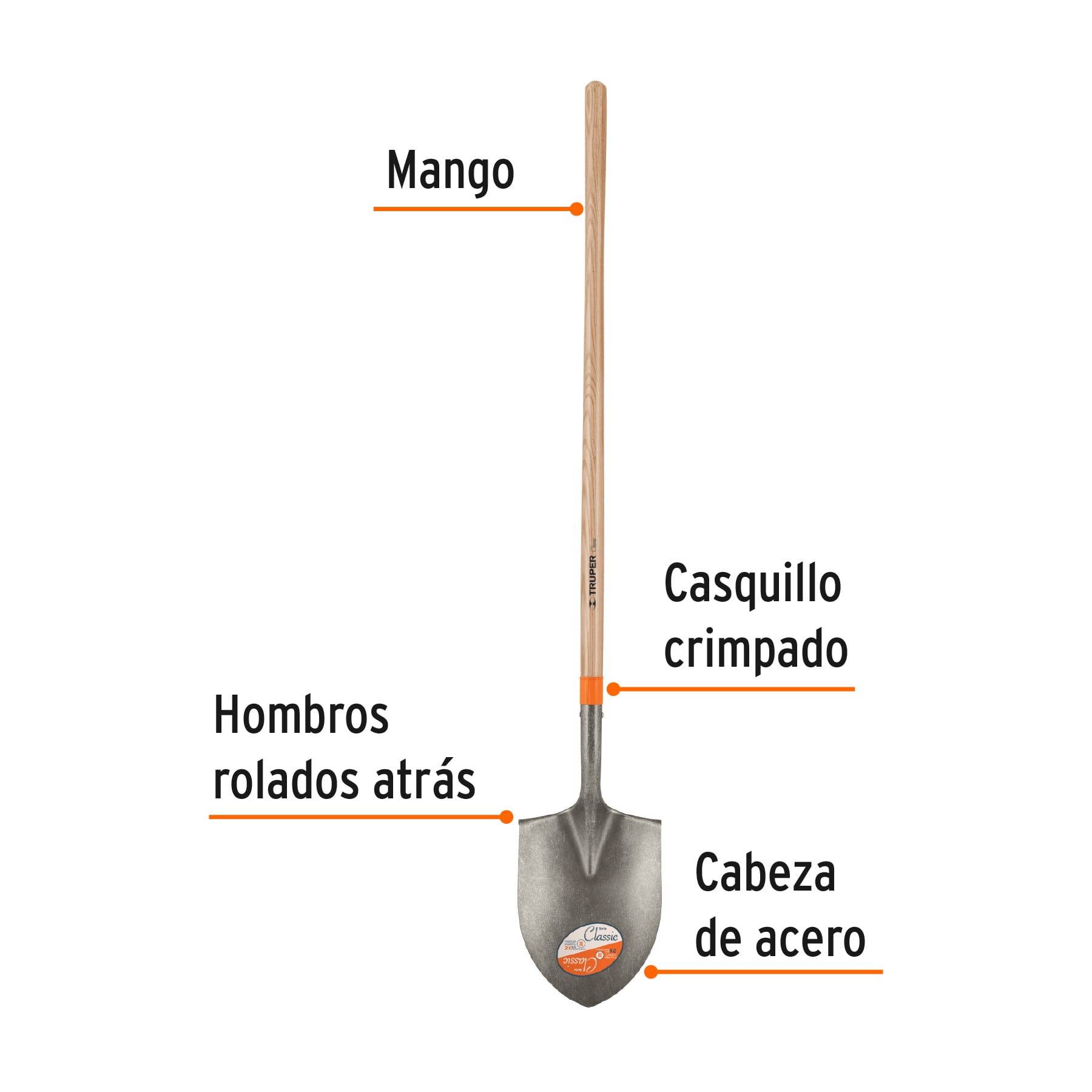 Pala irrigación Classic, mango largo 49", TRUPER