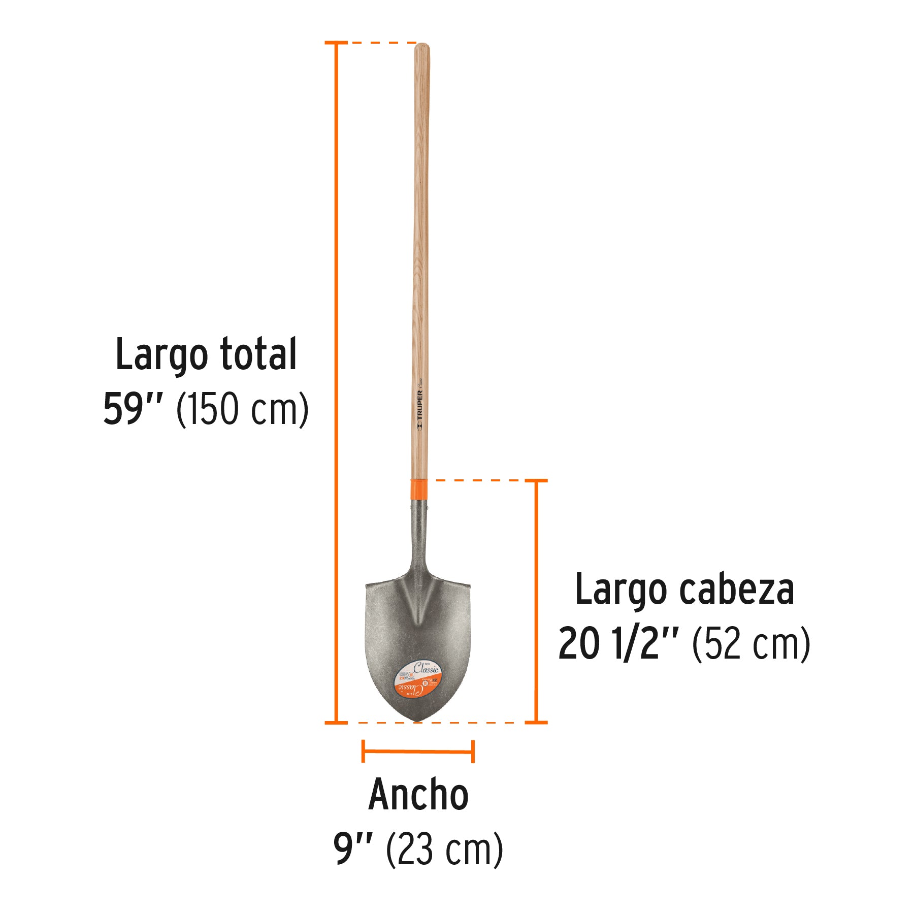 Pala irrigación Classic, mango largo 49", TRUPER
