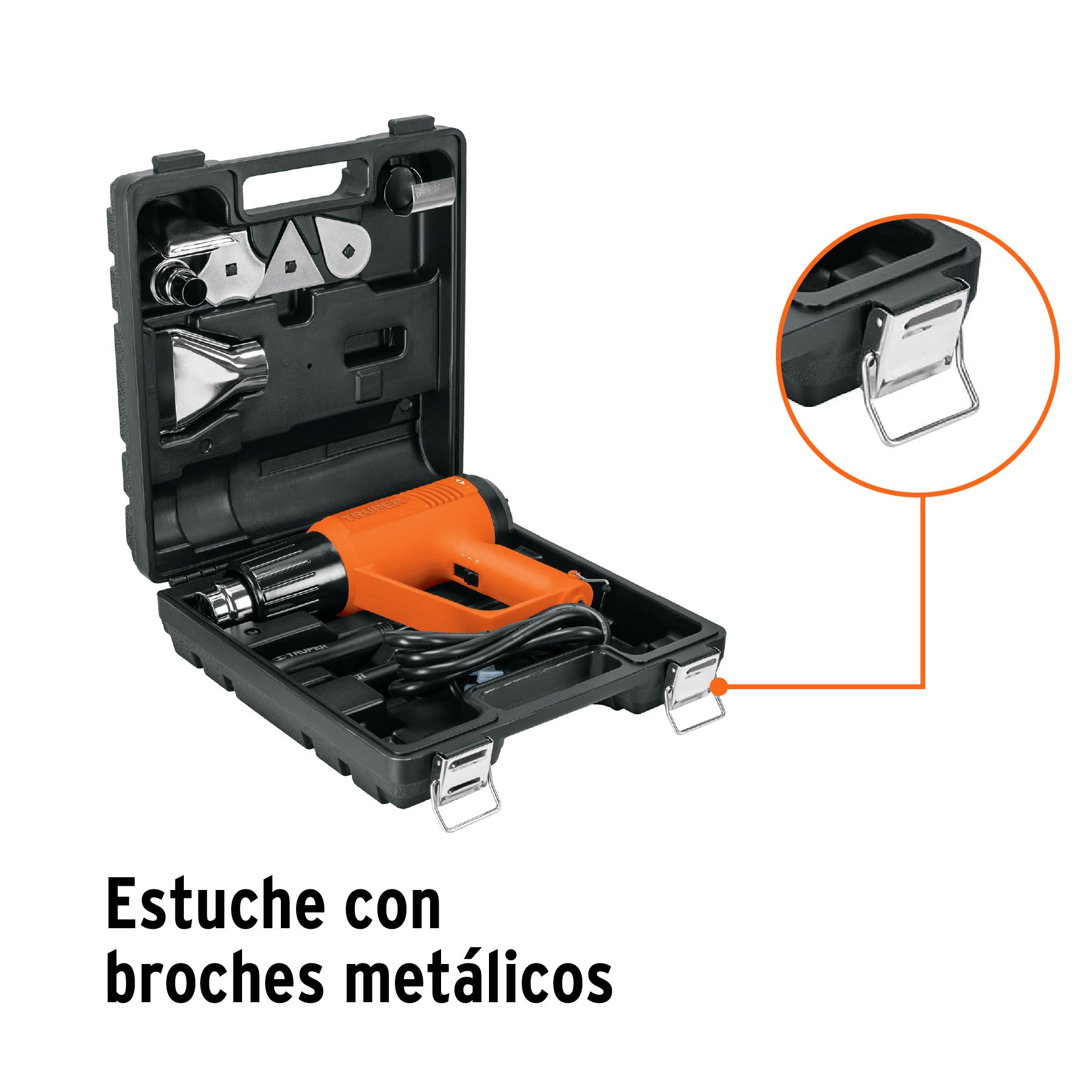 Pistola de calor 2000W con 9 accesorios, TRUPER PRO