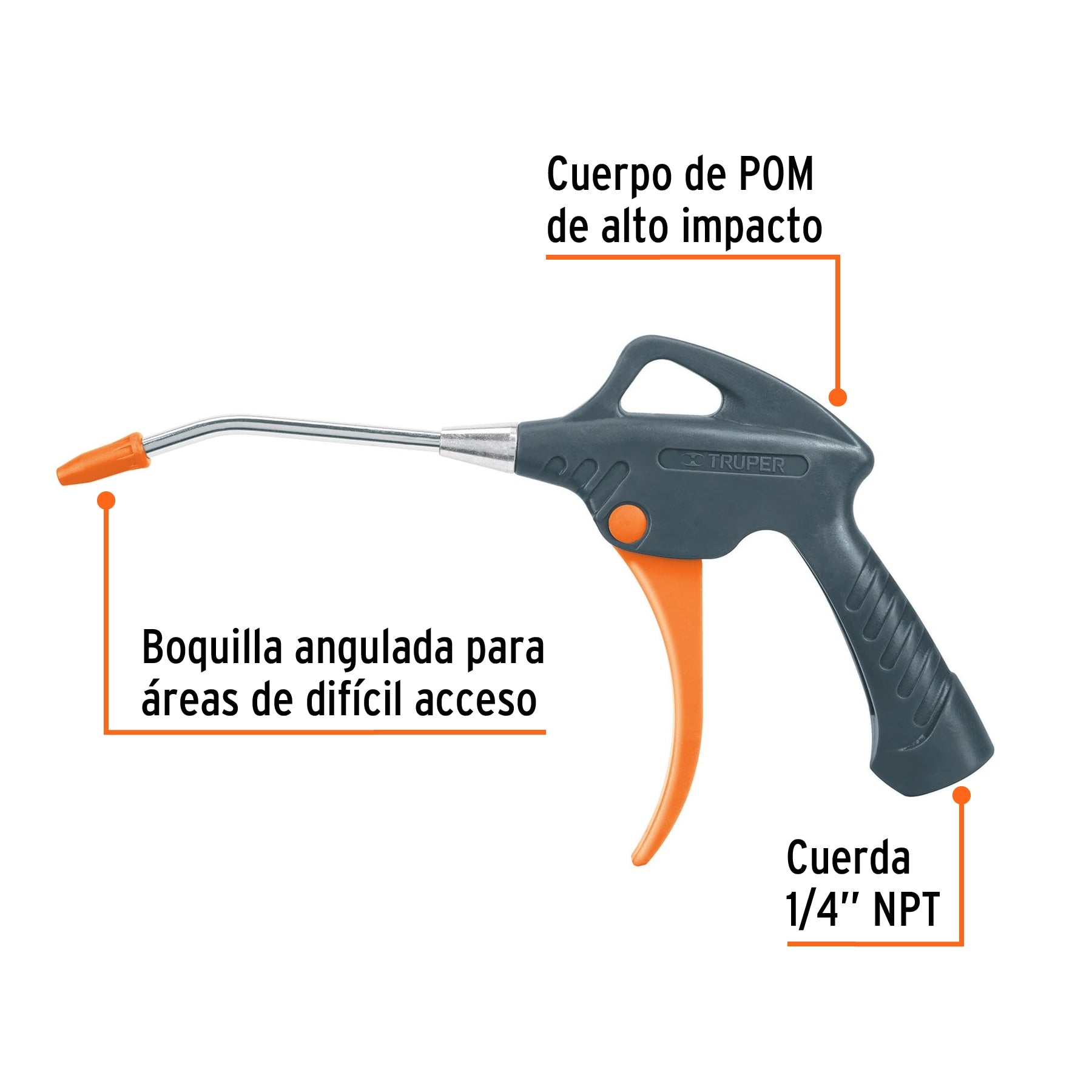 Pistola plástica para sopletear, cuerpo de POM, TRUPER