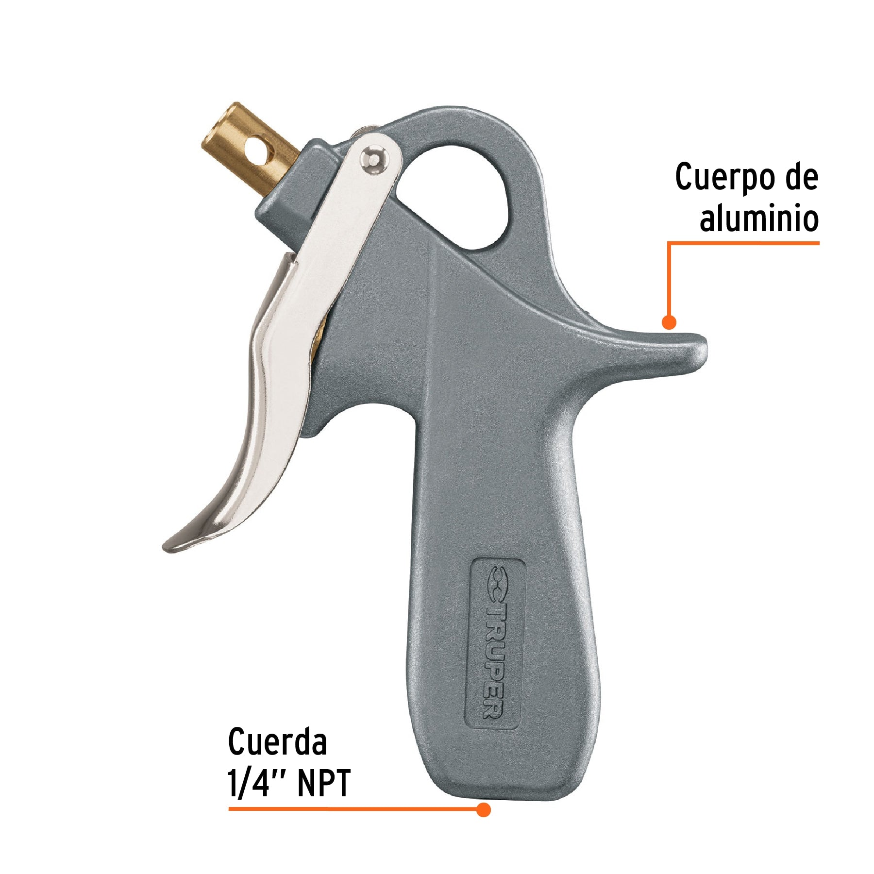 Pistola de aluminio para sopletear, 5 boquillas, TRUPER