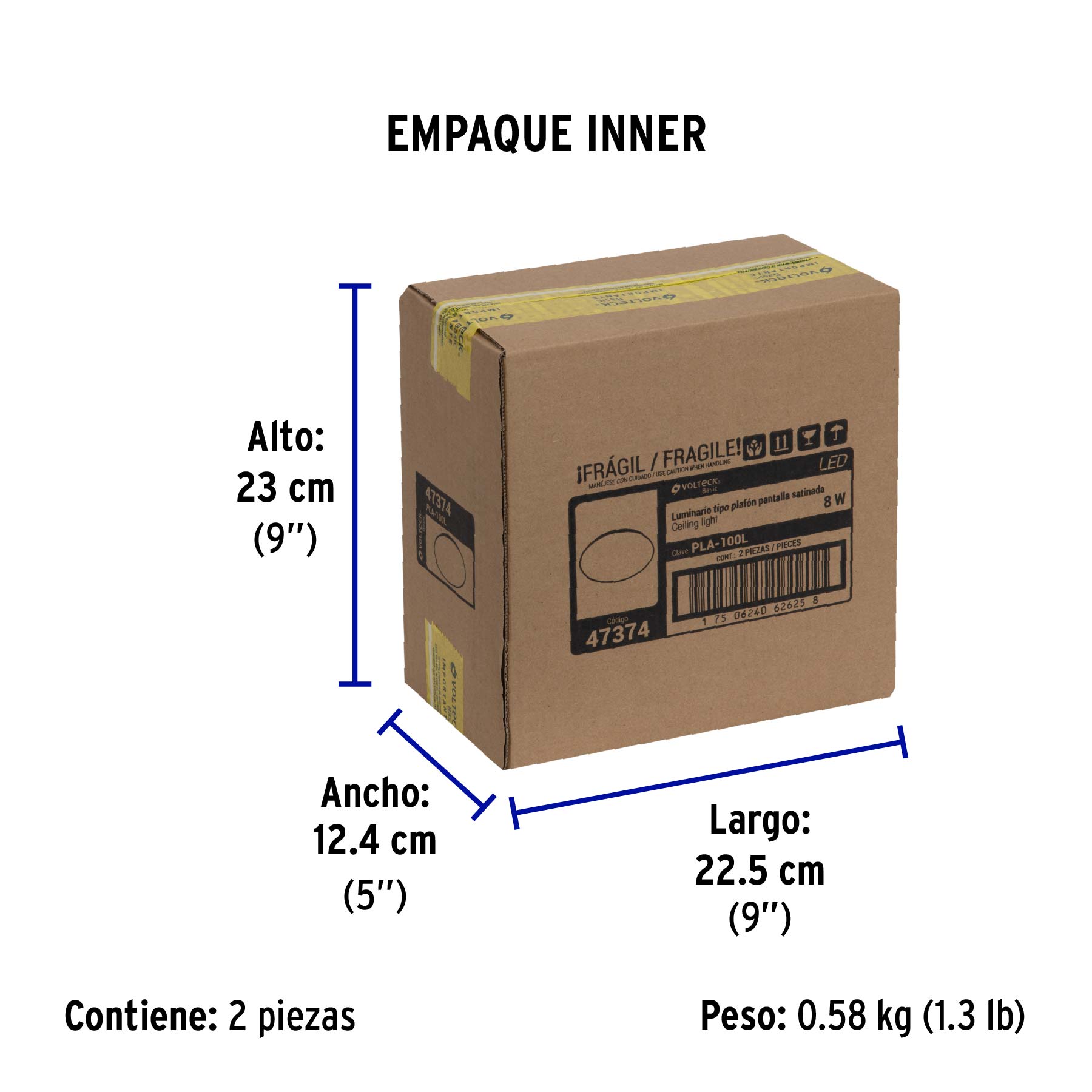 Luminario LED plafón decorativo 8W 6500K, liso, BASIC - Empaque