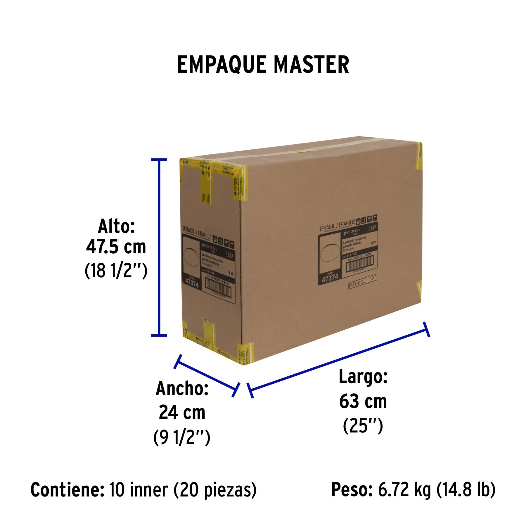 Luminario LED plafón decorativo 8W 6500K, liso, BASIC - Empaque