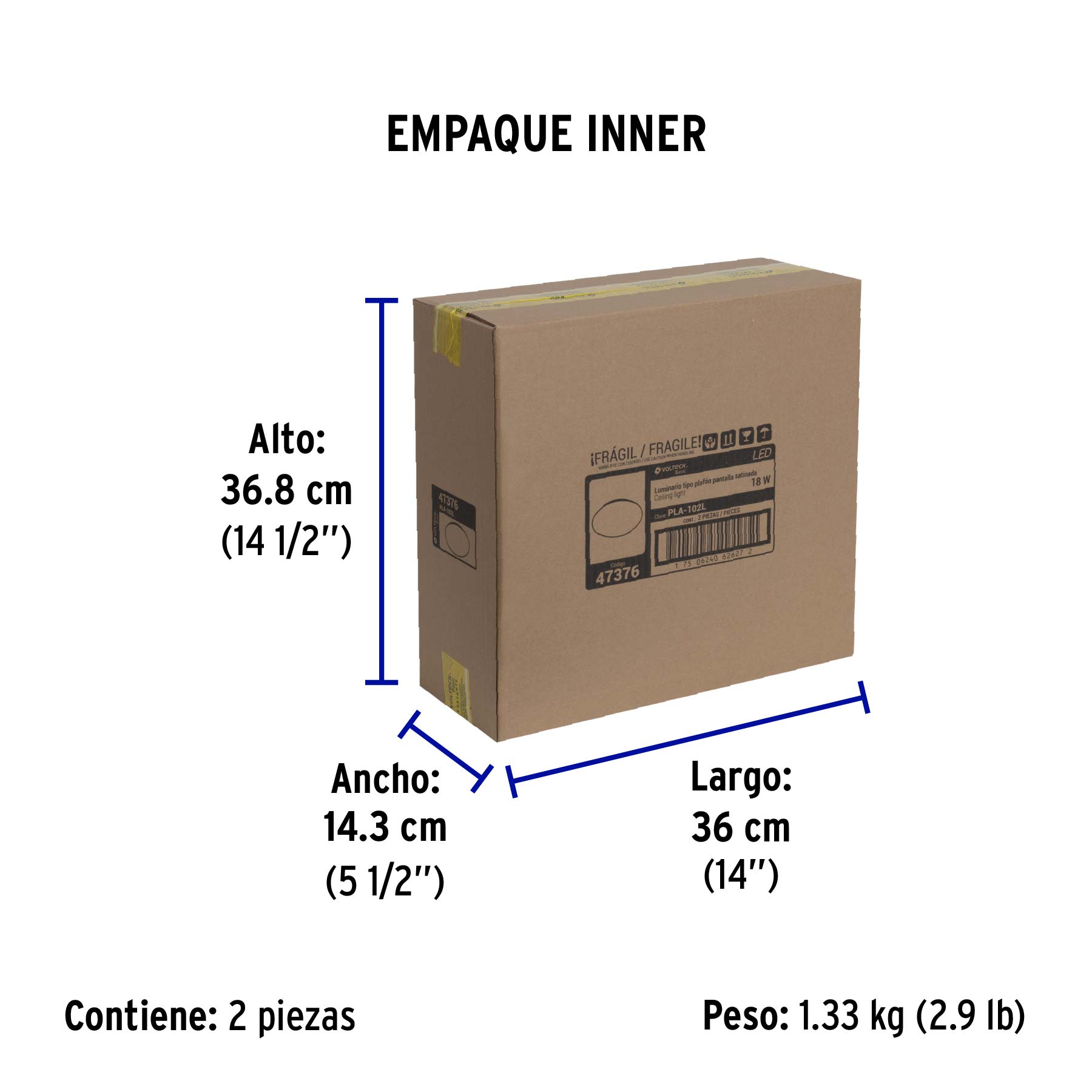 Luminario LED plafón decorativo 18W 6500K, liso, BASIC - Empaque