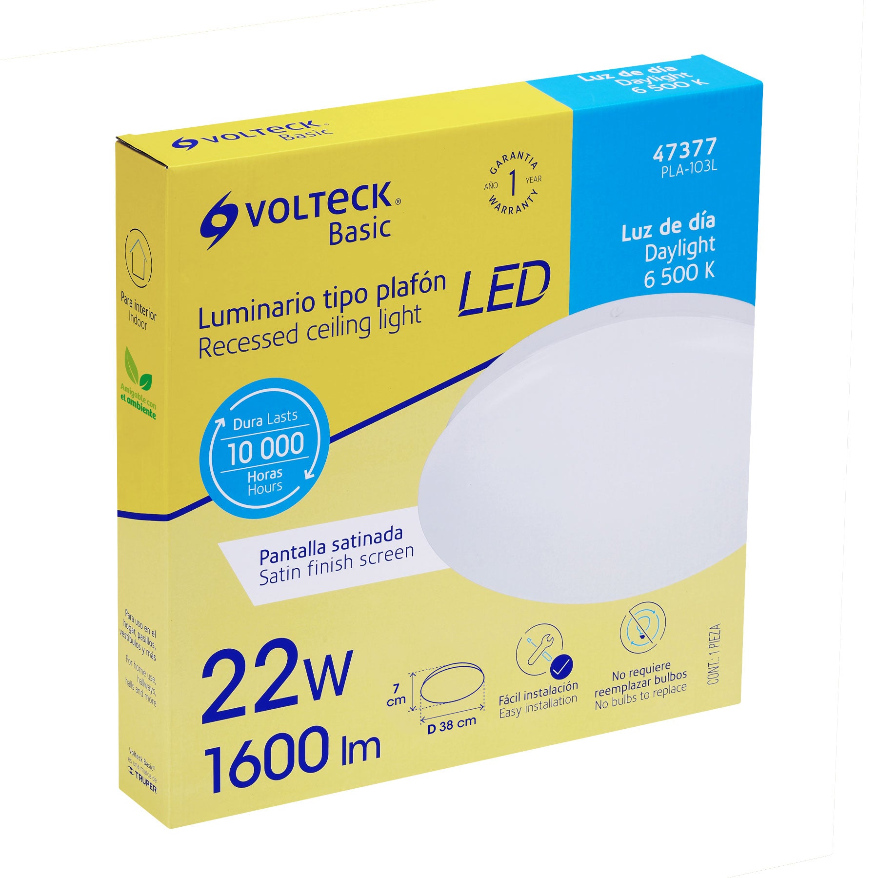 Luminario LED plafón decorativo 22W 6500K, liso, BASIC