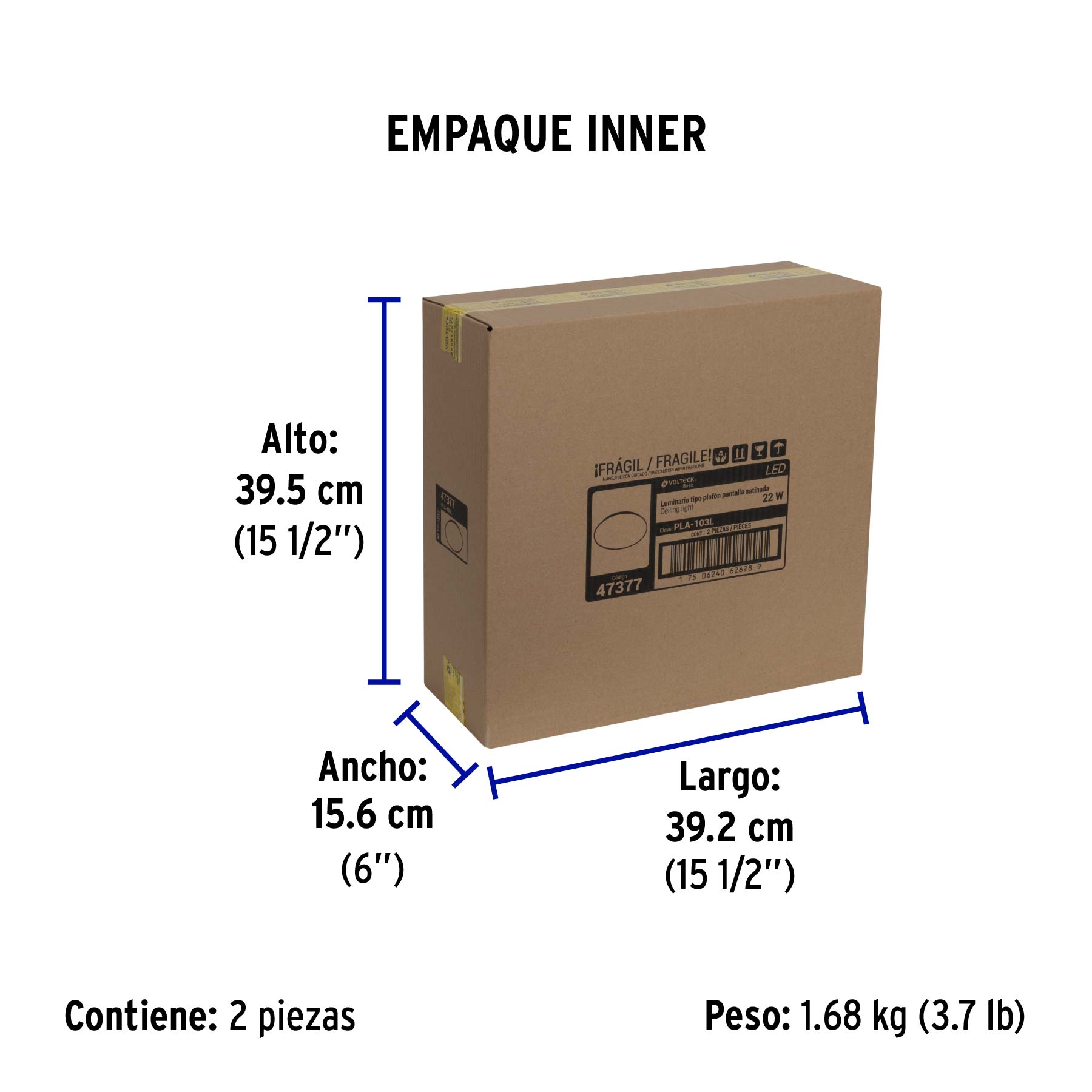 Luminario LED plafón decorativo 22W 6500K, liso, BASIC - Empaque