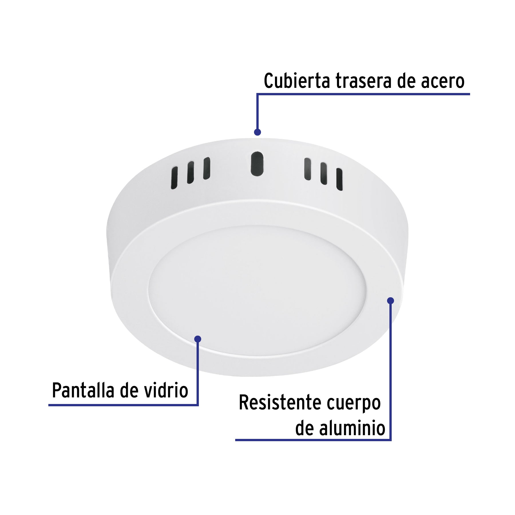 Luminario LED plafón 6W 3000K, redondo, blanco, VOLTECK