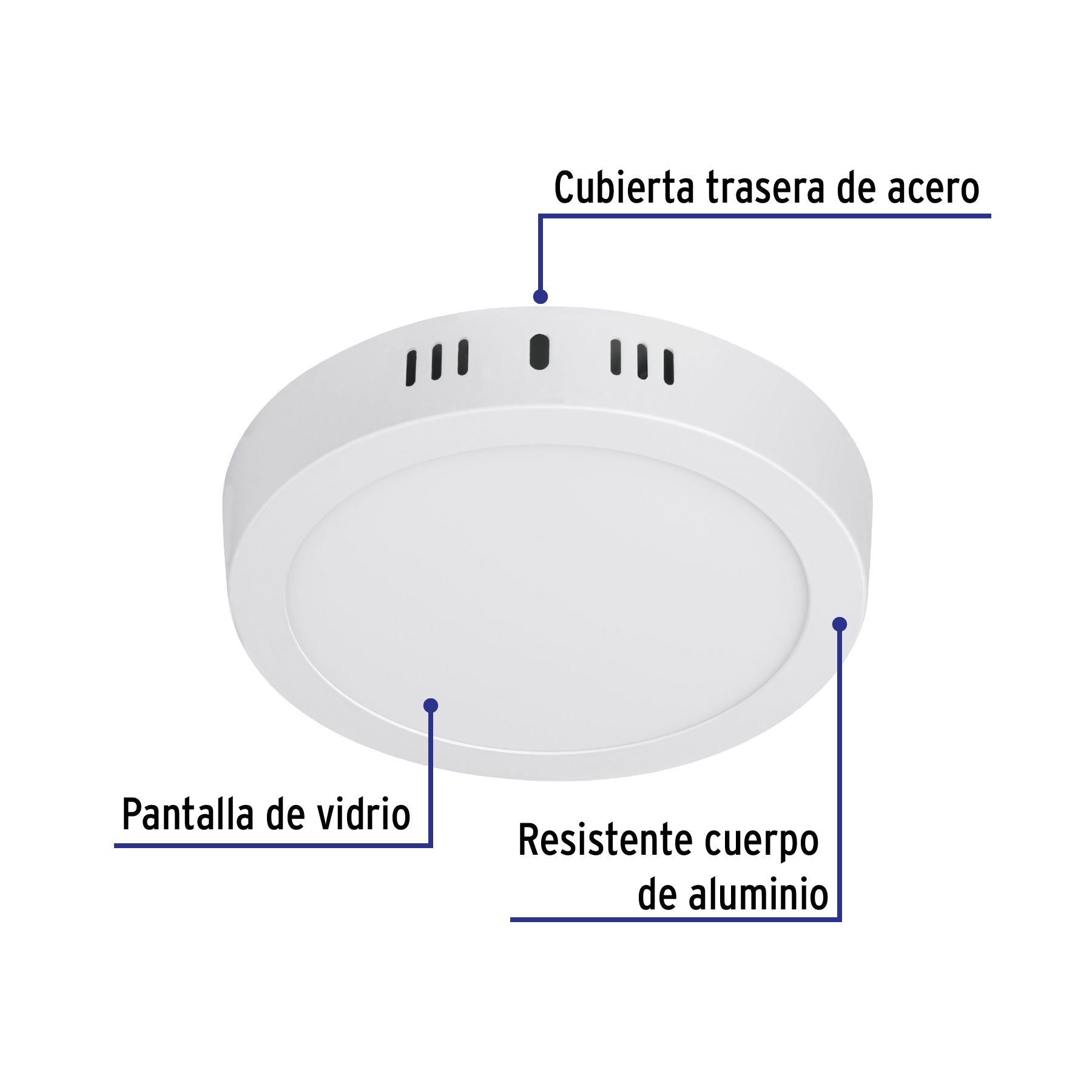 Luminario LED plafón 12W 3000K, redondo, blanco, VOLTECK