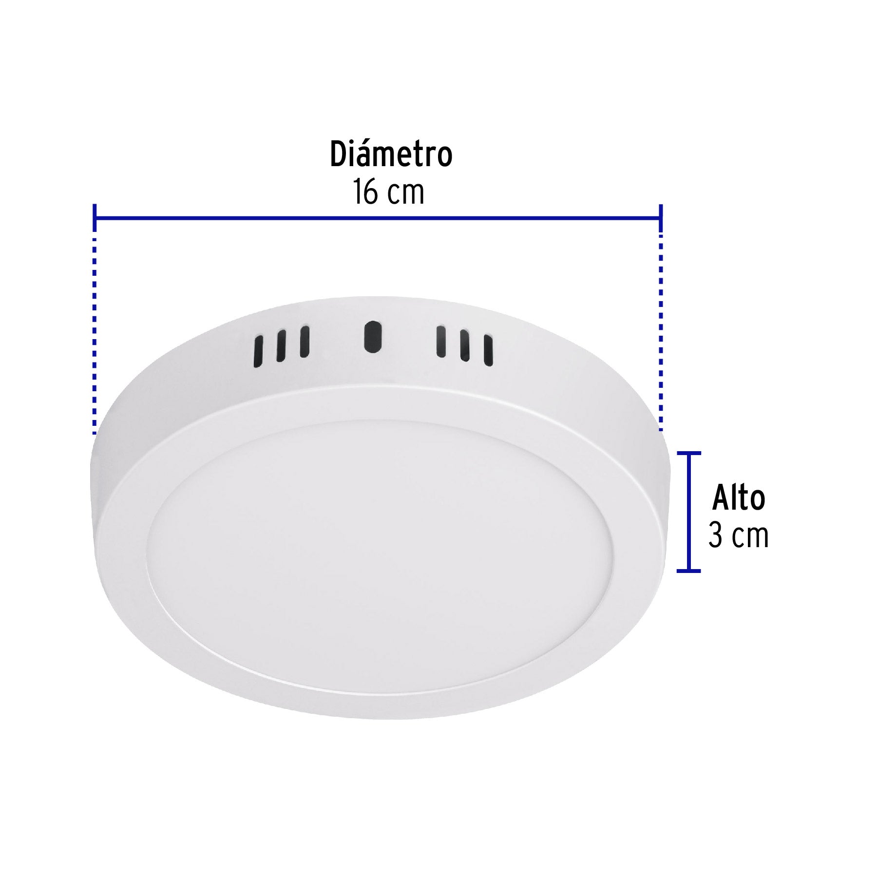 Luminario LED plafón 12W 3000K, redondo, blanco, VOLTECK