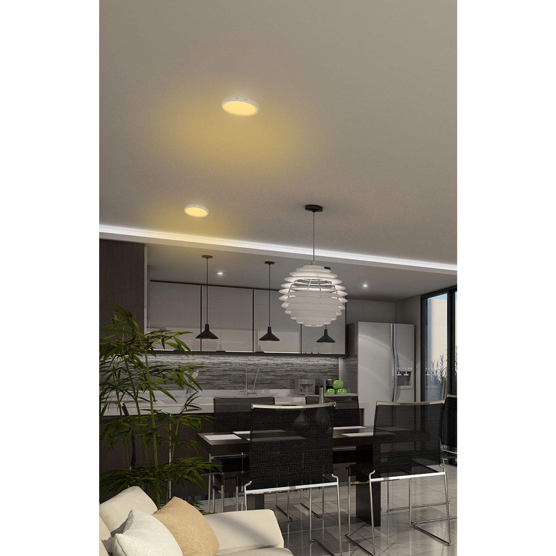 Luminario LED plafón18W 3000K, redondo, blanco, VOLTECK