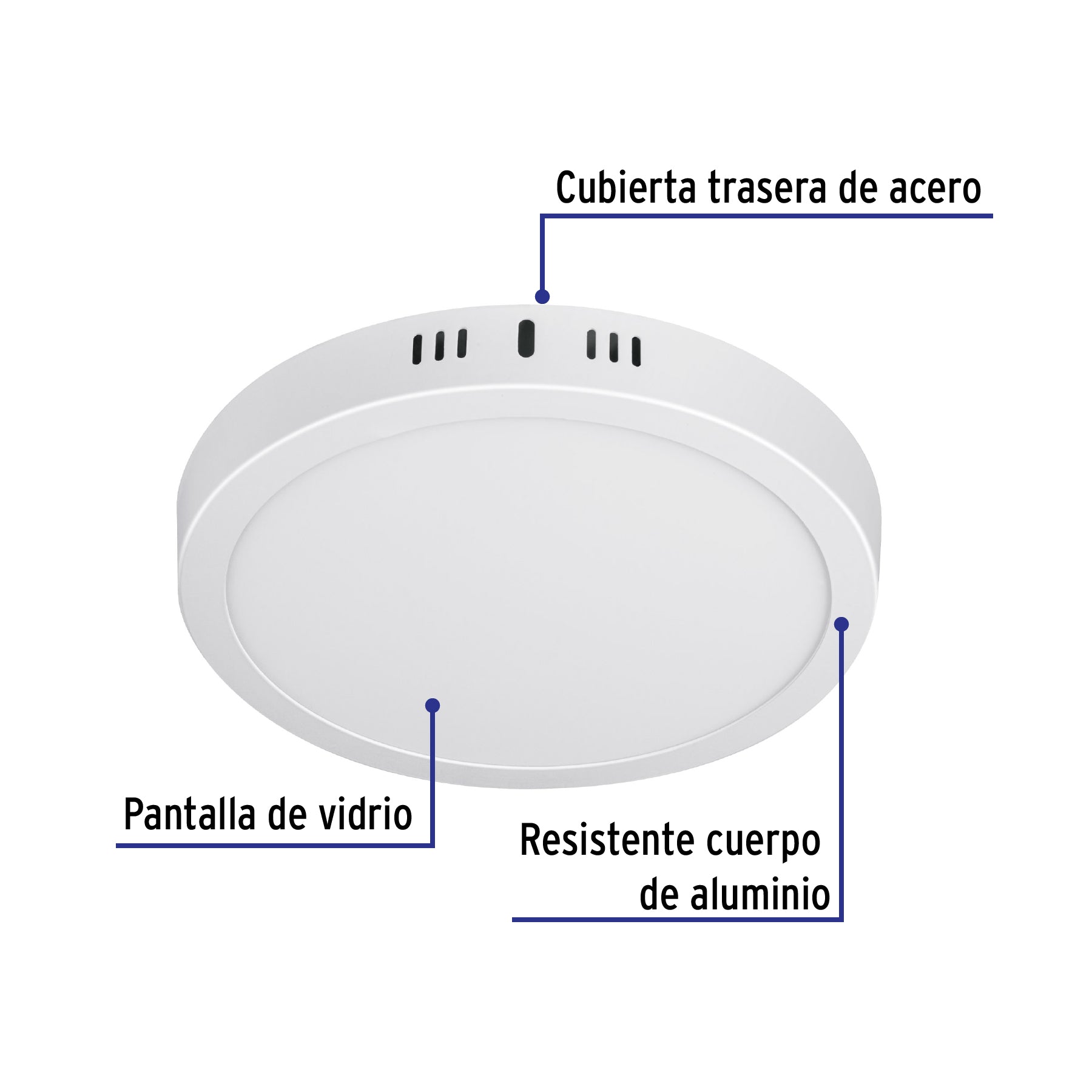 Luminario LED plafón18W 3000K, redondo, blanco, VOLTECK