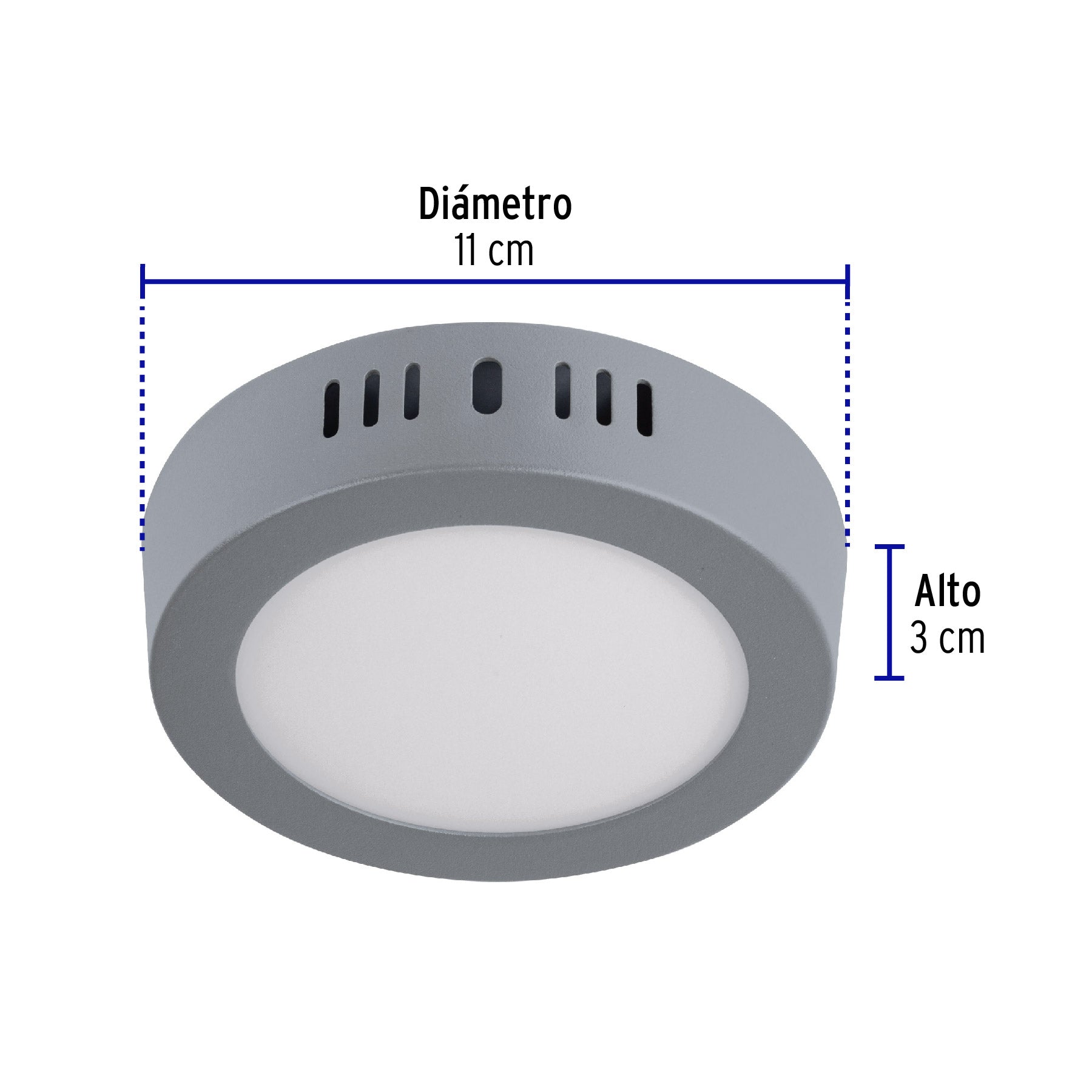 Luminario LED plafón 6W 6500K, redondo, gris, VOLTECK