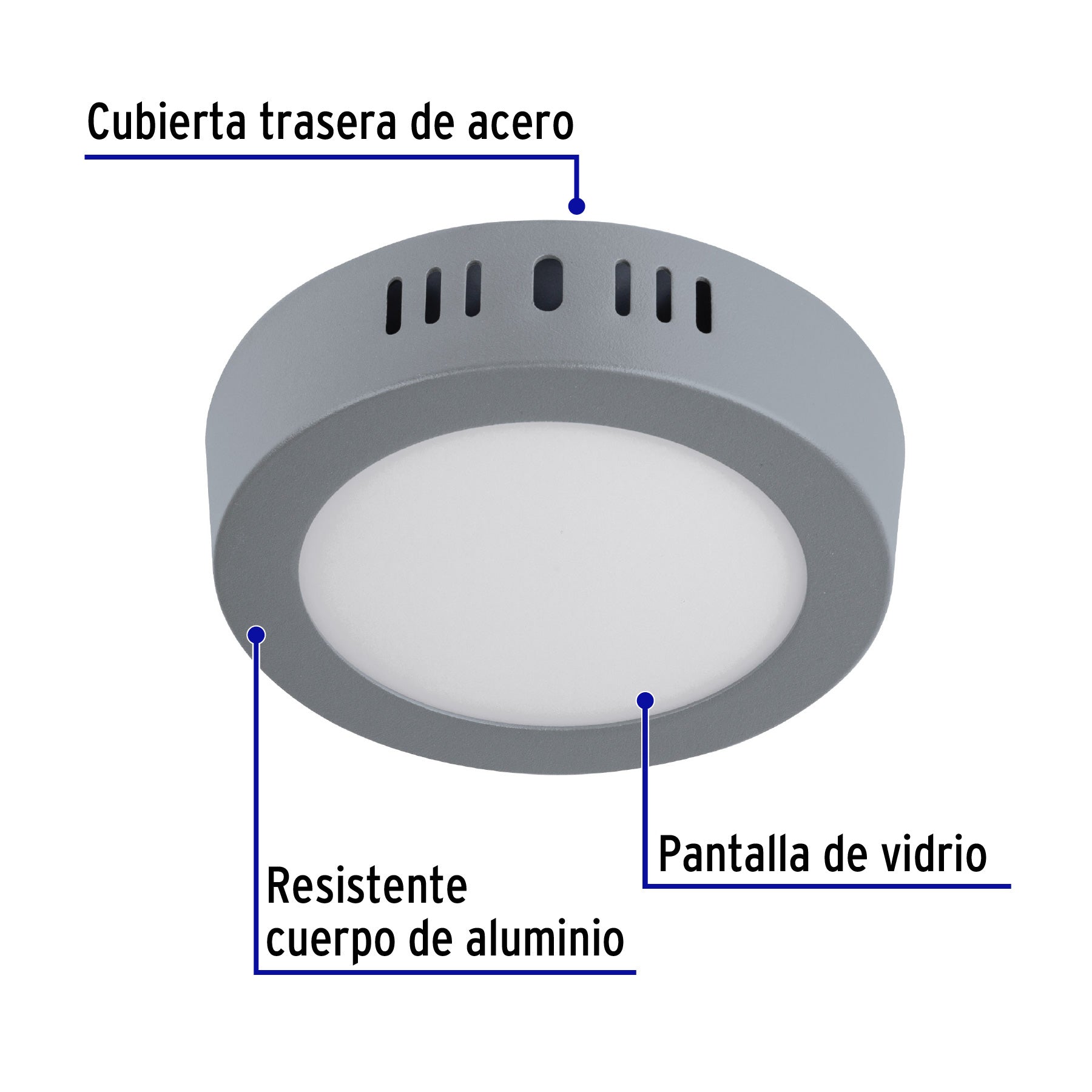 Luminario LED plafón 6W 6500K, redondo, gris, VOLTECK