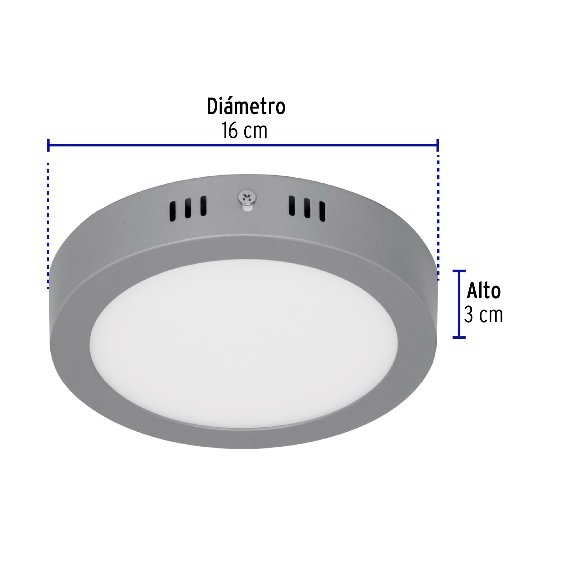 Luminario LED plafón 12W 6500K, redondo, gris, VOLTECK