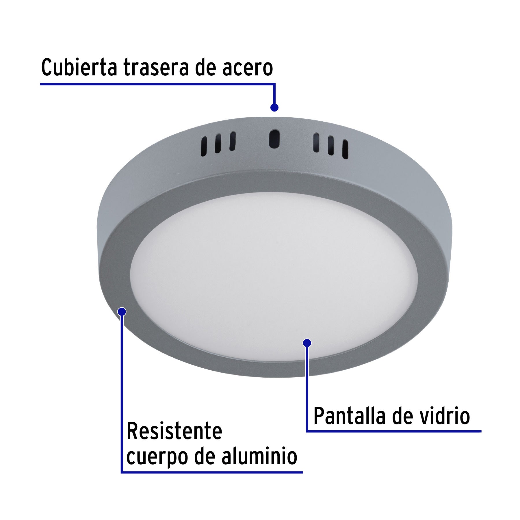 Luminario LED plafón 12W 6500K, redondo, gris, VOLTECK