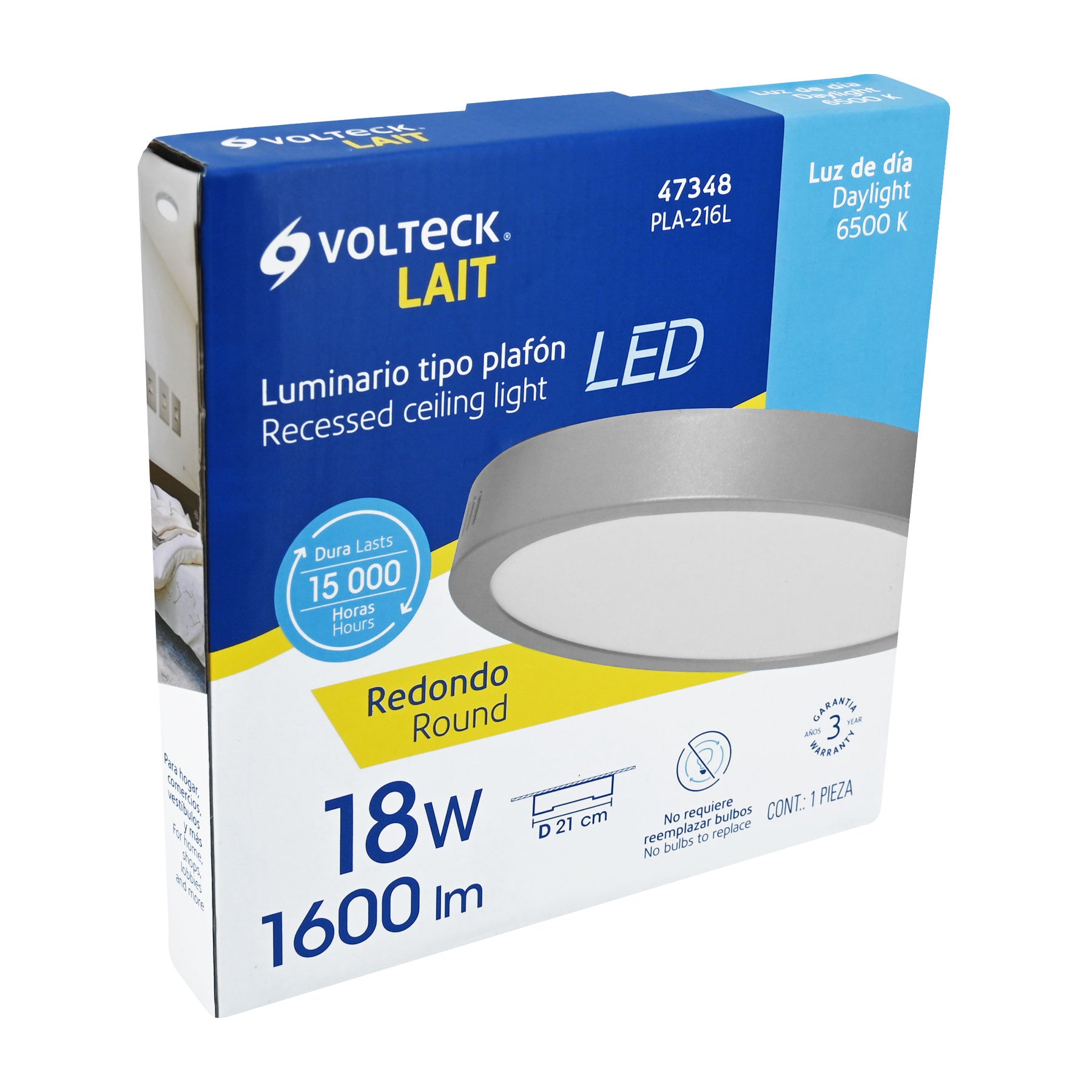 Luminario LED plafón 18W 6500K, redondo, gris, VOLTECK
