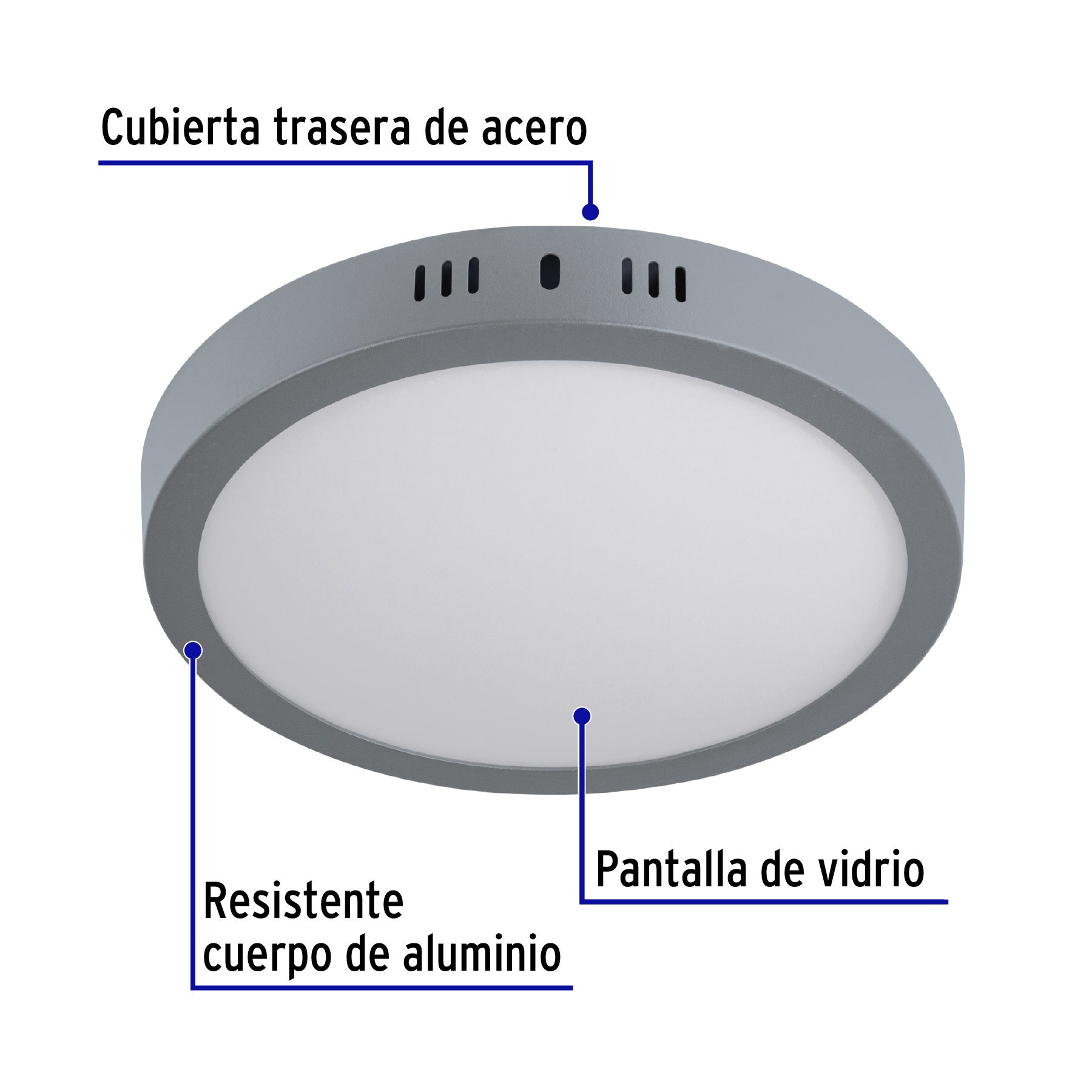 Luminario LED plafón 18W 6500K, redondo, gris, VOLTECK