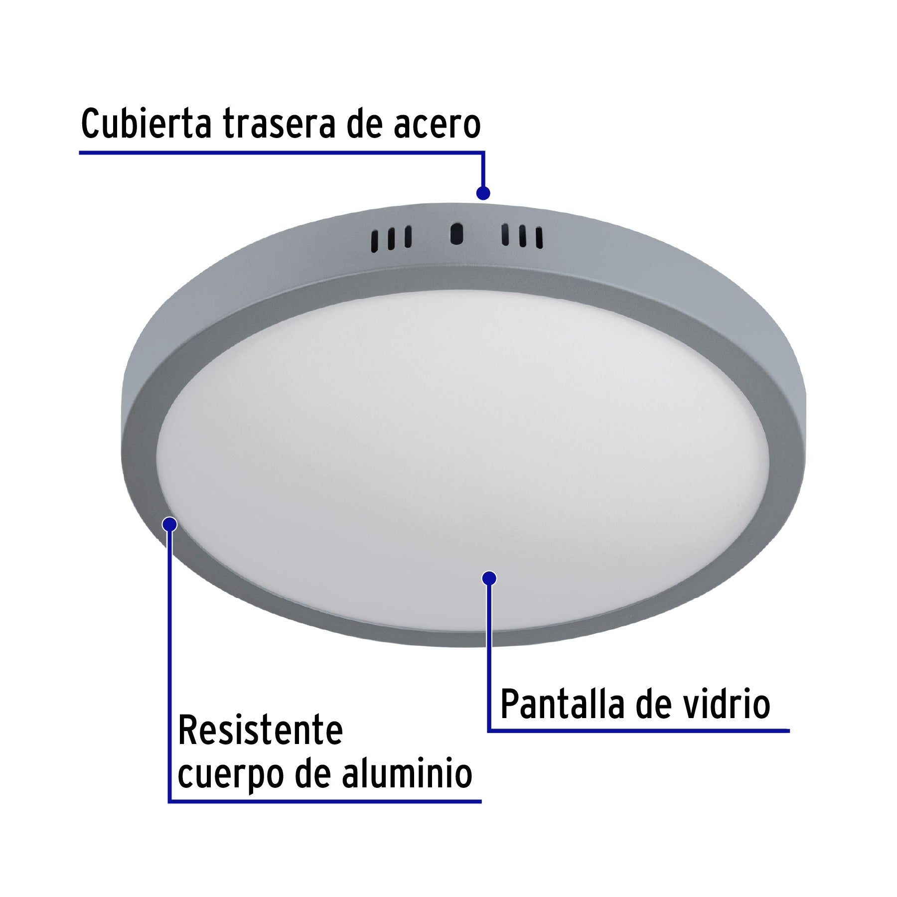 Luminario LED plafón 24W 6500K, redondo, gris, VOLTECK