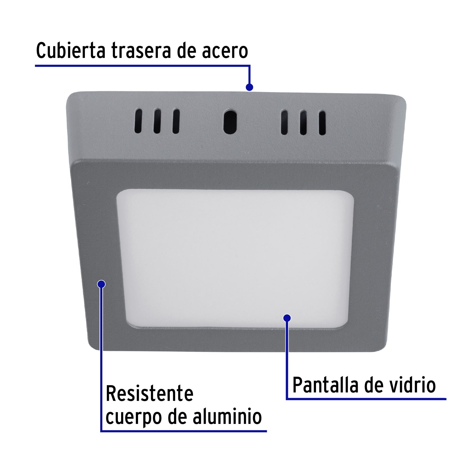 Luminario LED plafón 6W 6500K, cuadrado, gris, VOLTECK