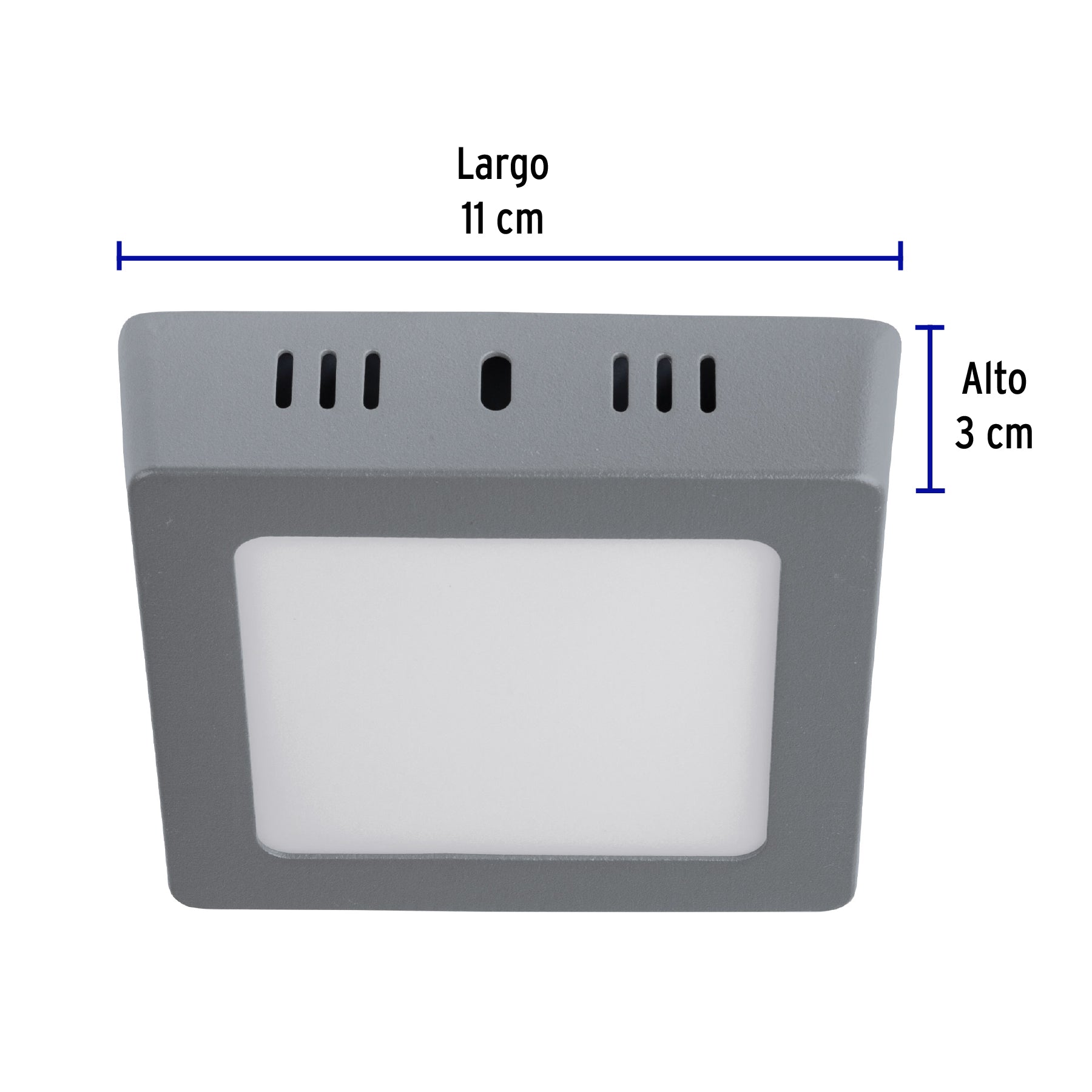 Luminario LED plafón 6W 6500K, cuadrado, gris, VOLTECK
