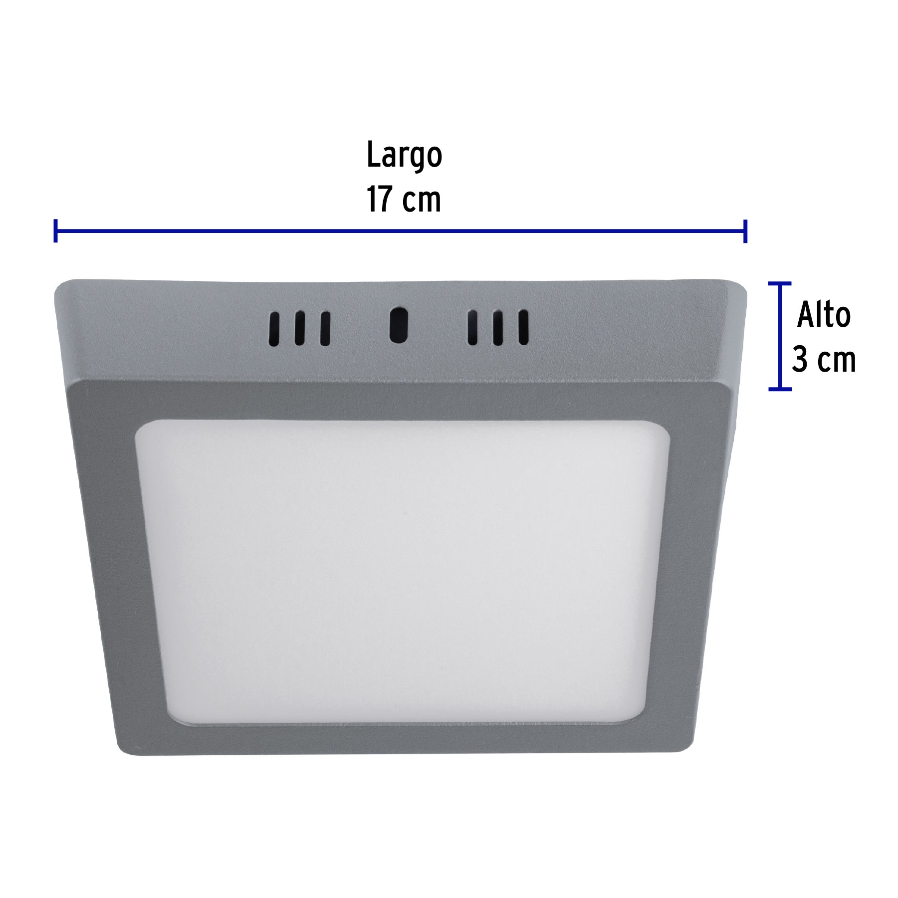 Luminario LED plafón 12W 6500K, cuadrado, gris, VOLTECK