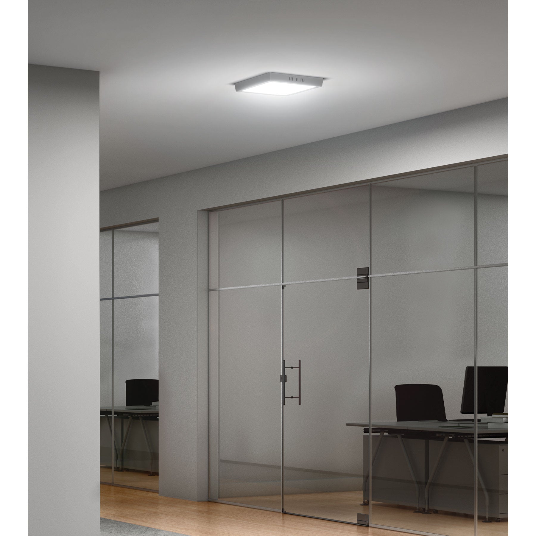 Luminario LED plafón 24W 6500K, cuadrado, gris, VOLTECK