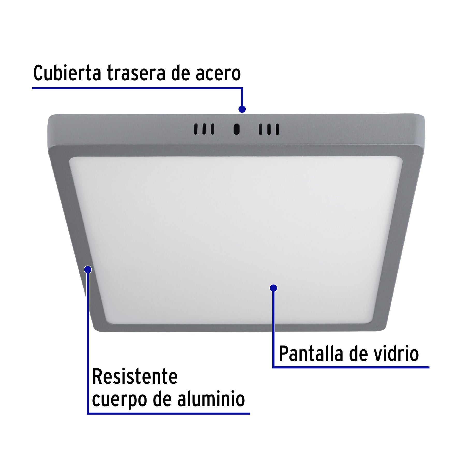 Luminario LED plafón 24W 6500K, cuadrado, gris, VOLTECK