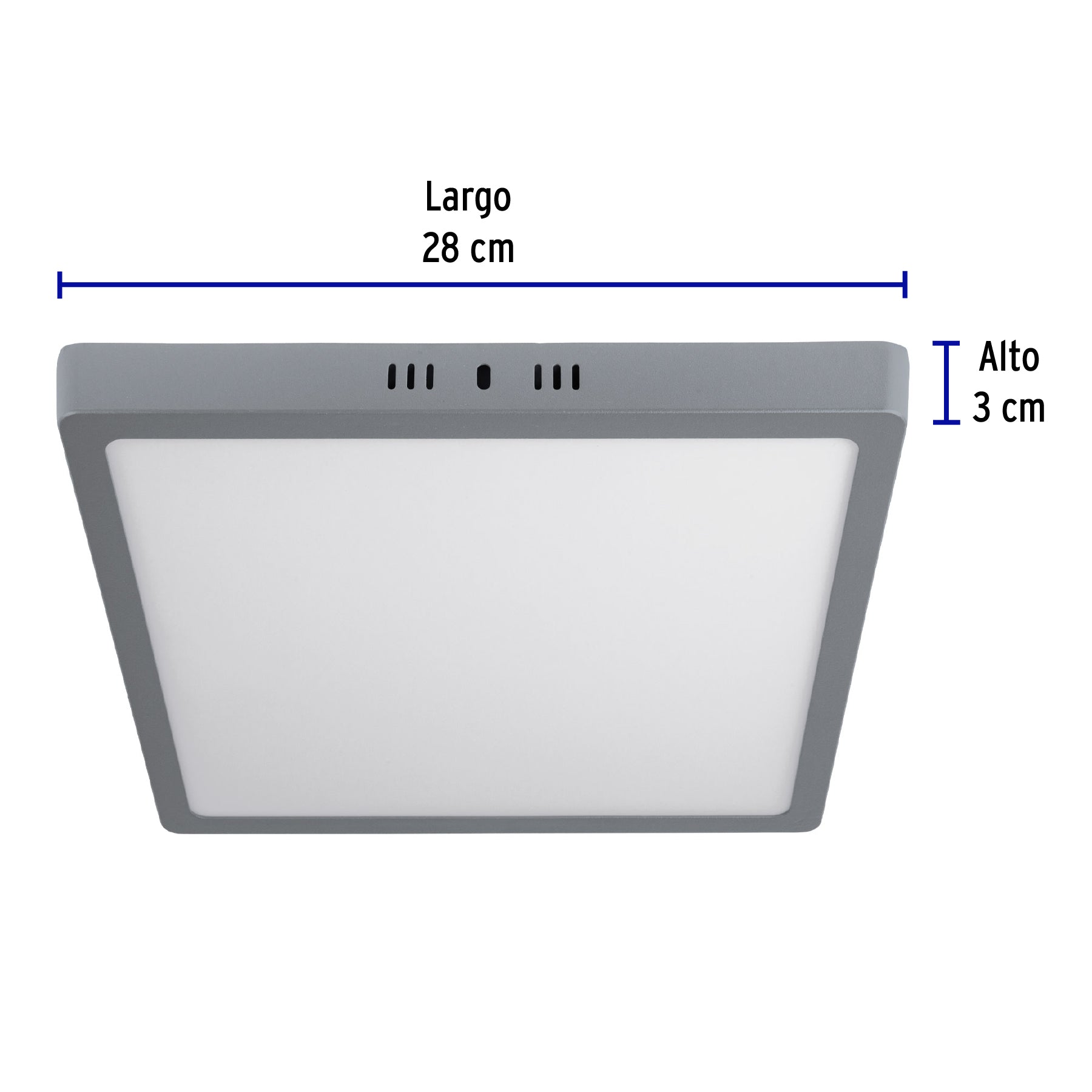 Luminario LED plafón 24W 6500K, cuadrado, gris, VOLTECK
