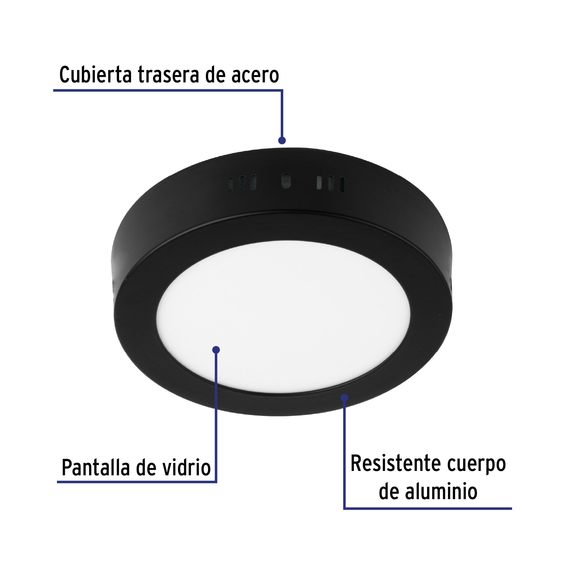 Luminario LED plafón 6W 6500K, redondo, negro, VOLTECK