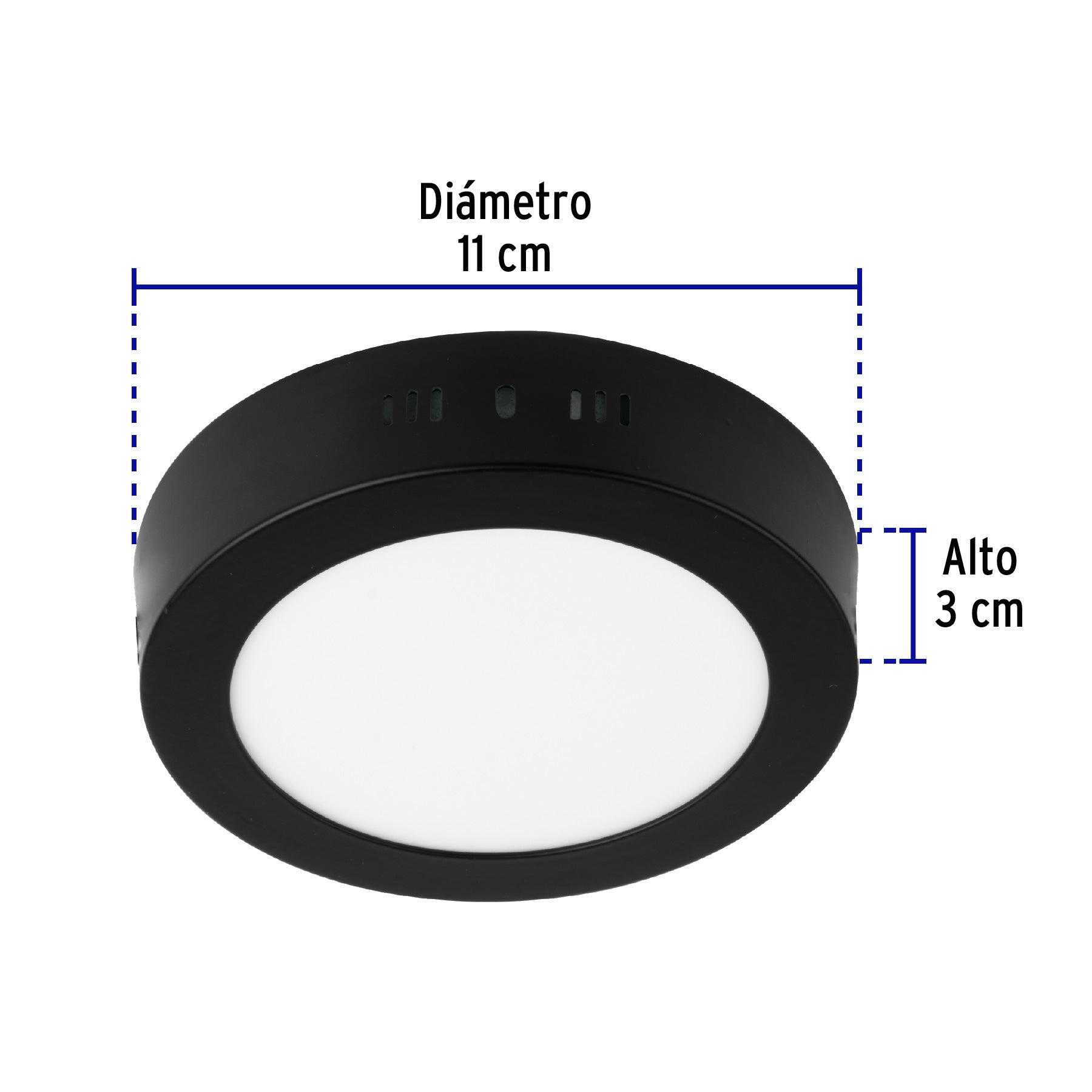 Luminario LED plafón 6W 6500K, redondo, negro, VOLTECK