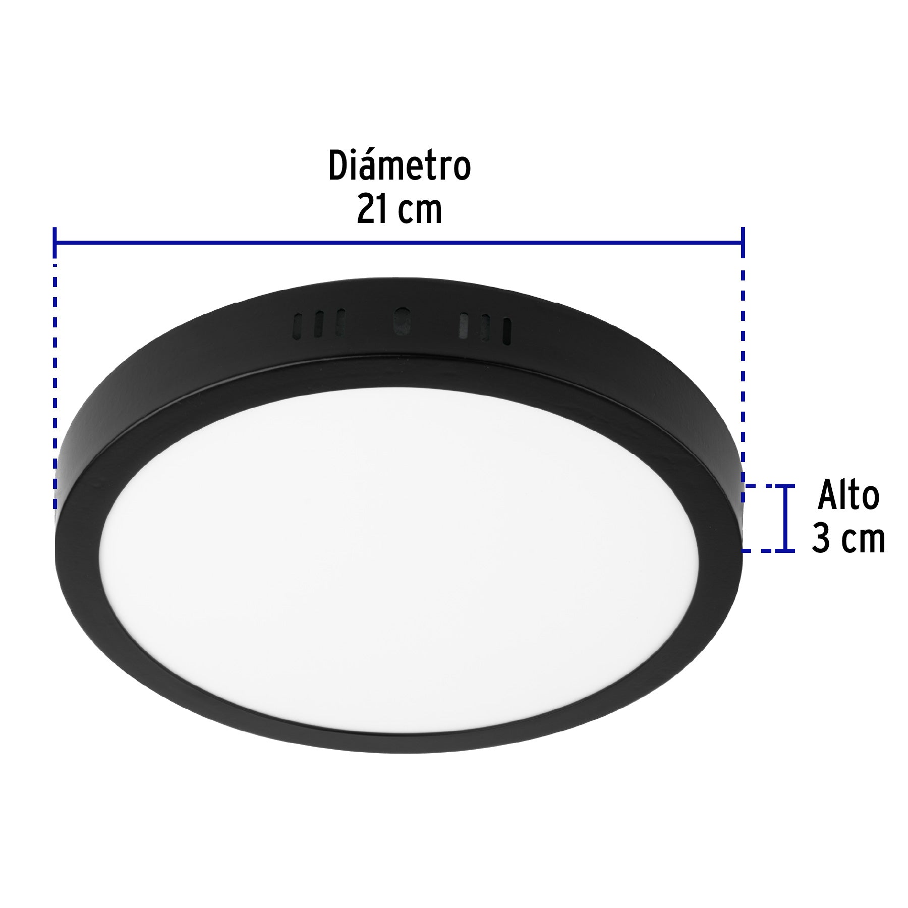 Luminario LED plafón 18W 6500K, redondo, negro, VOLTECK