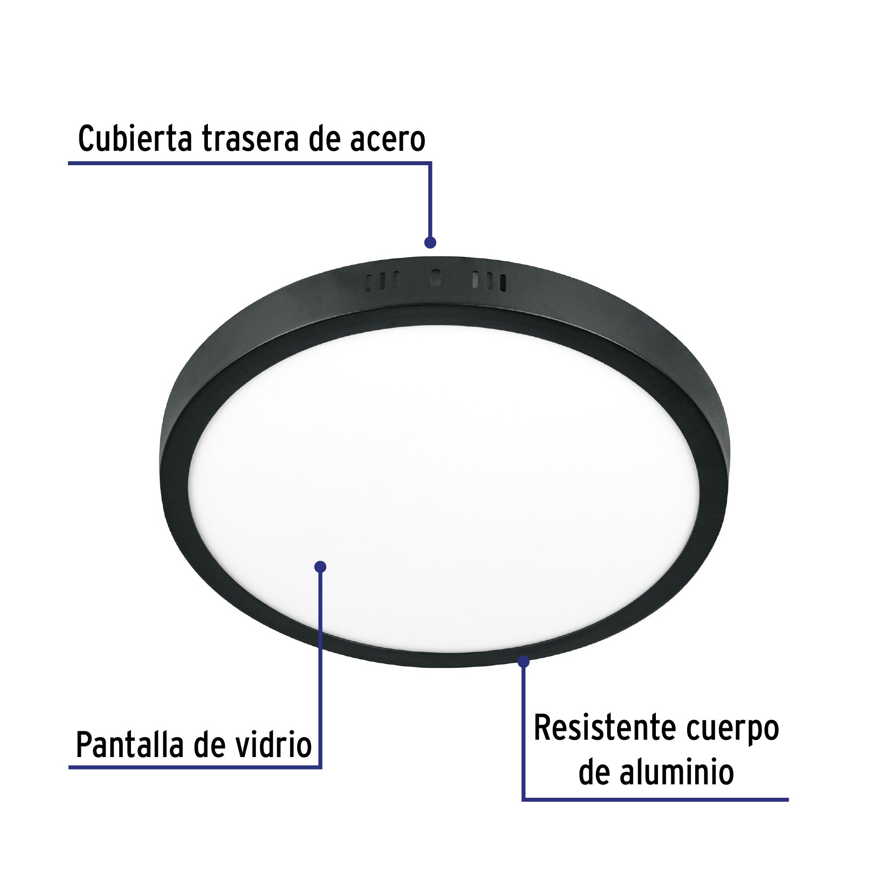 Luminario LED plafón 24W 6500K, redondo, negro, VOLTECK
