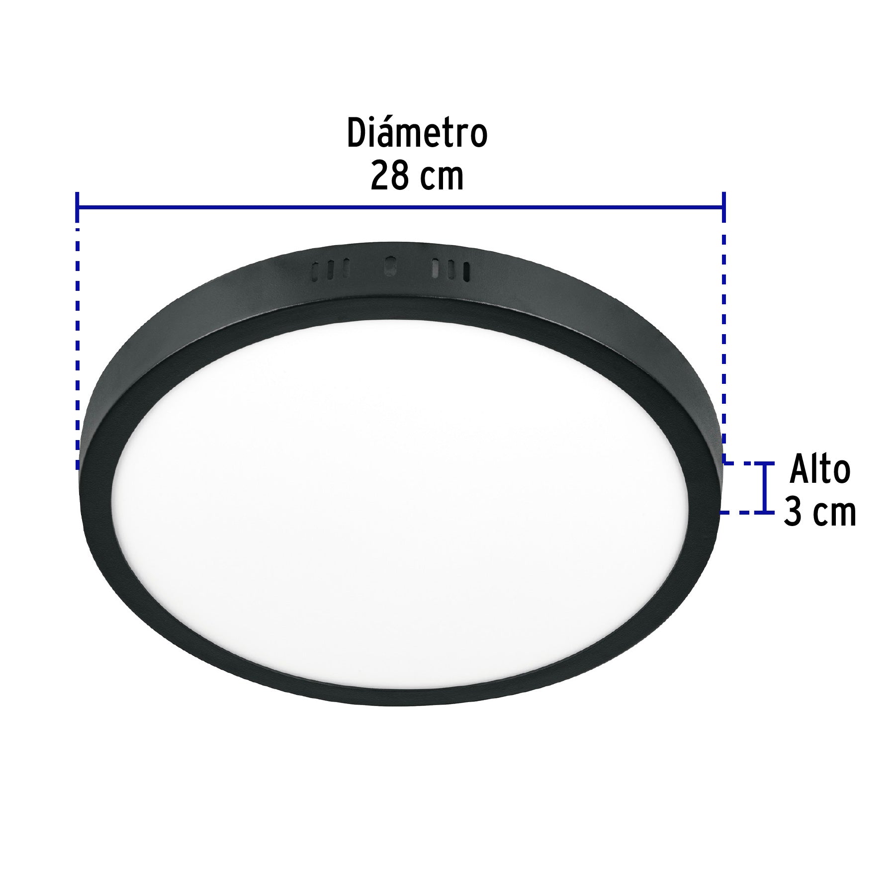 Luminario LED plafón 24W 6500K, redondo, negro, VOLTECK