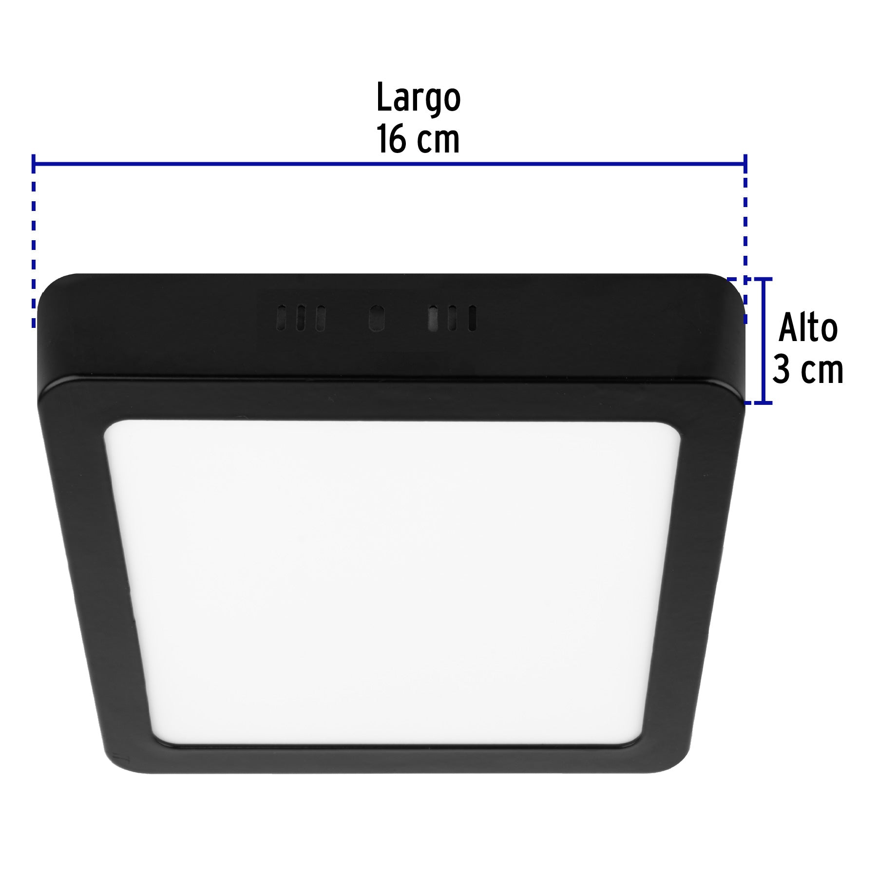 Luminario LED plafón 12W 6500K, cuadrado, negro, VOLTECK