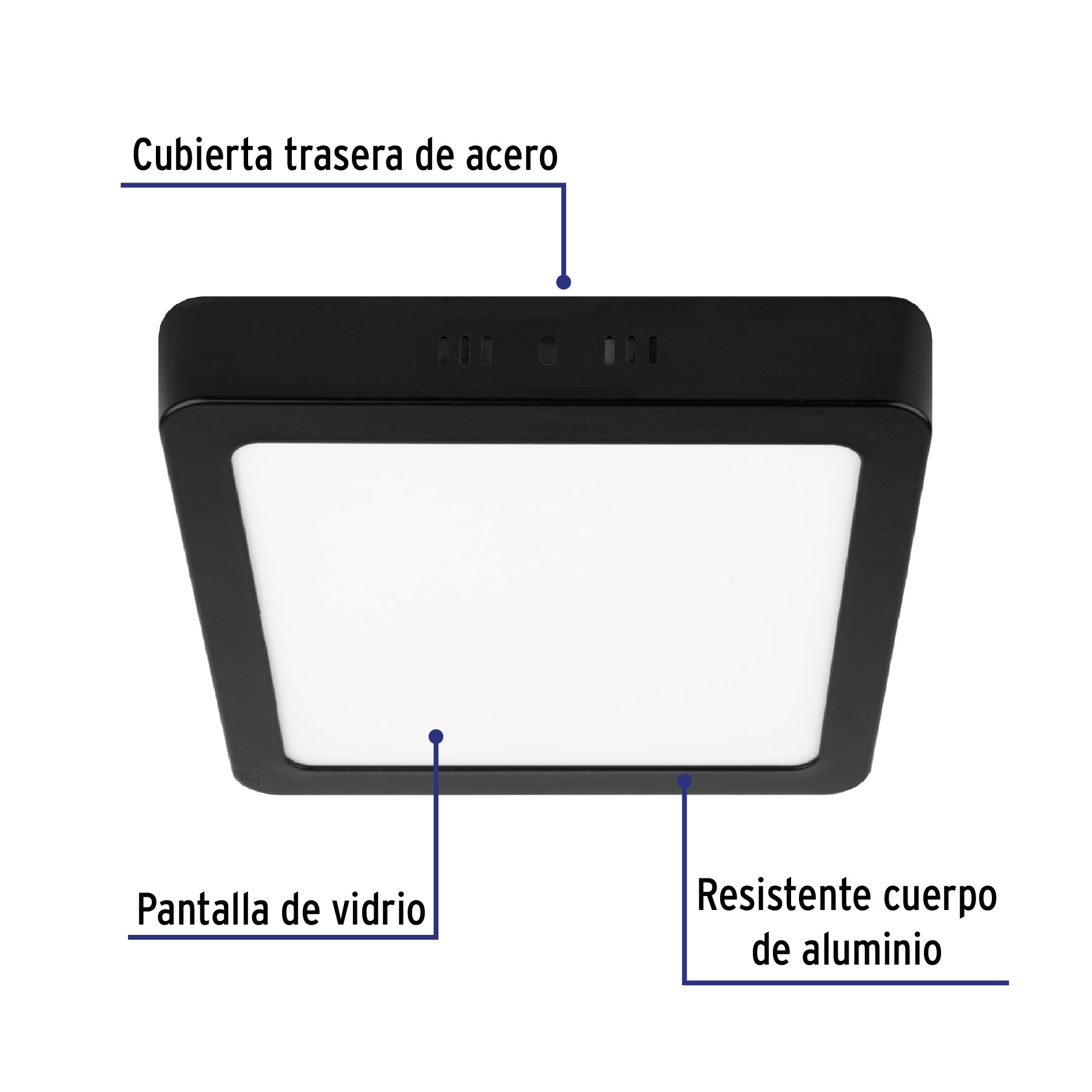 Luminario LED plafón 18W 6500K, cuadrado, negro, VOLTECK