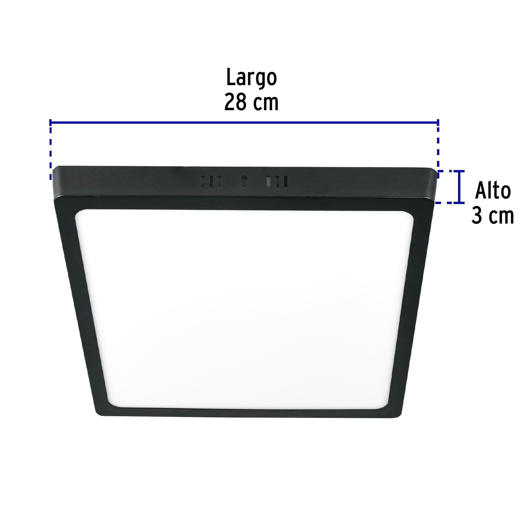 Luminario LED plafón 24W 6500K, cuadrado, negro, VOLTECK