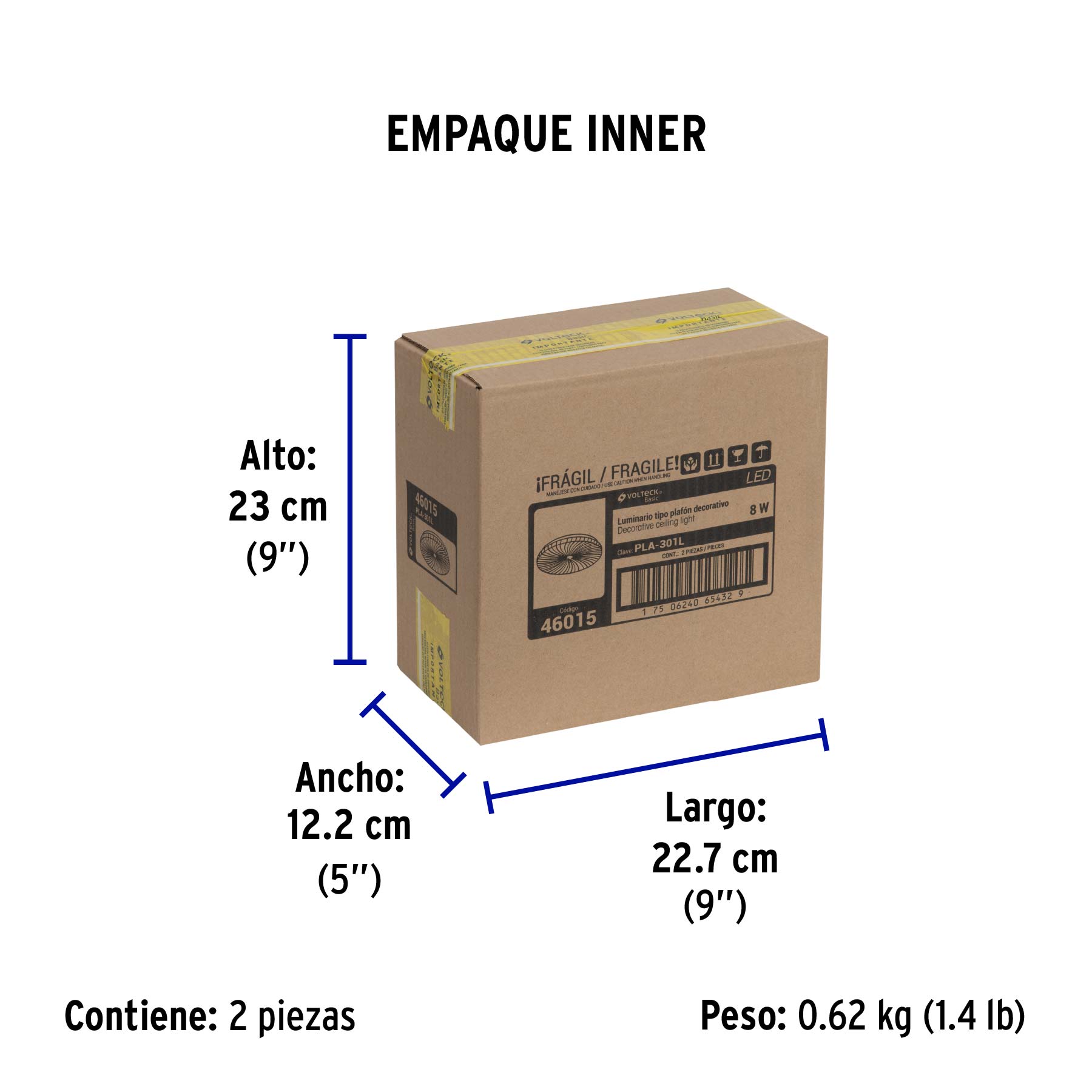 Luminario LED plafón decorativo 8W 6500K, espiral, BASIC - Empaque