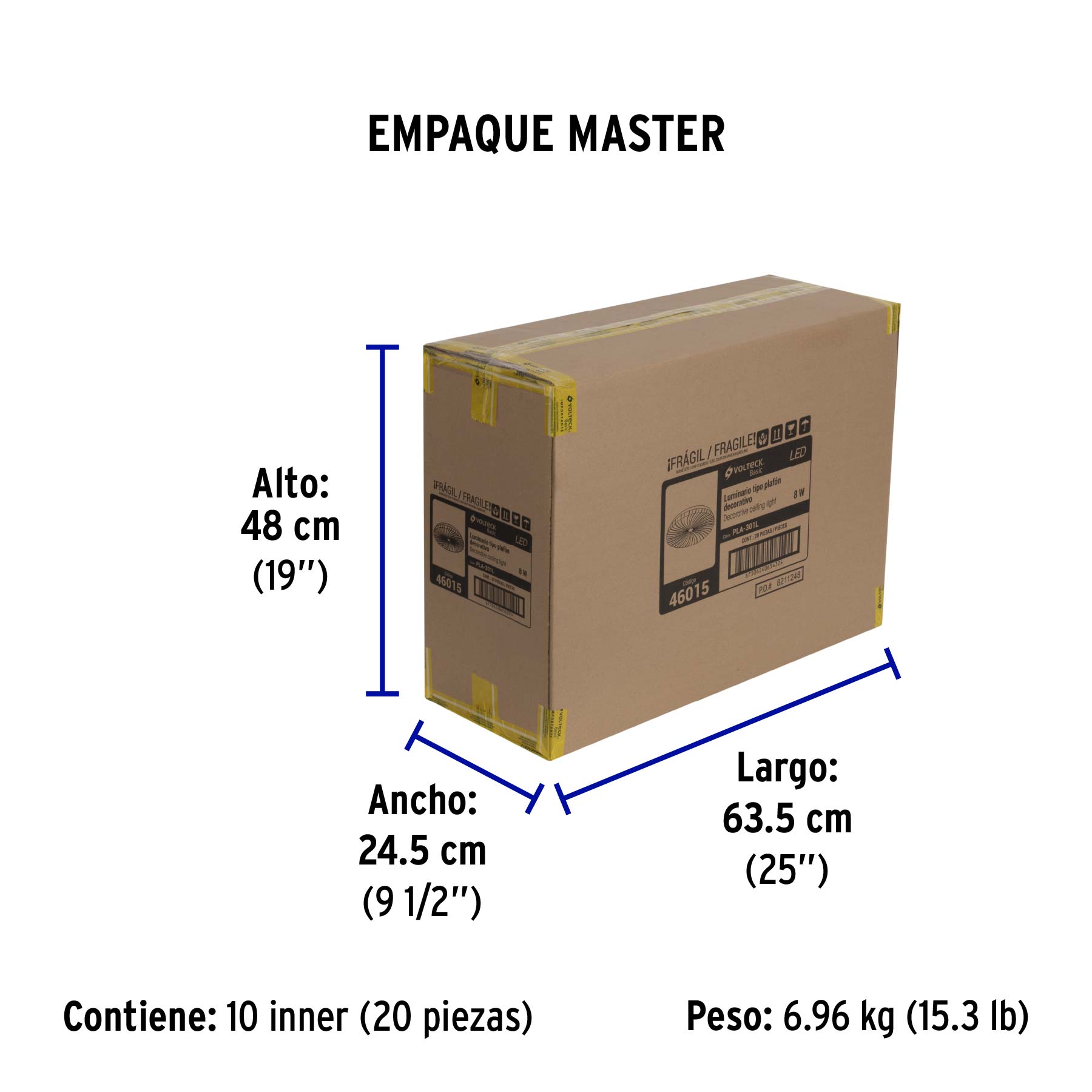 Luminario LED plafón decorativo 8W 6500K, espiral, BASIC - Empaque