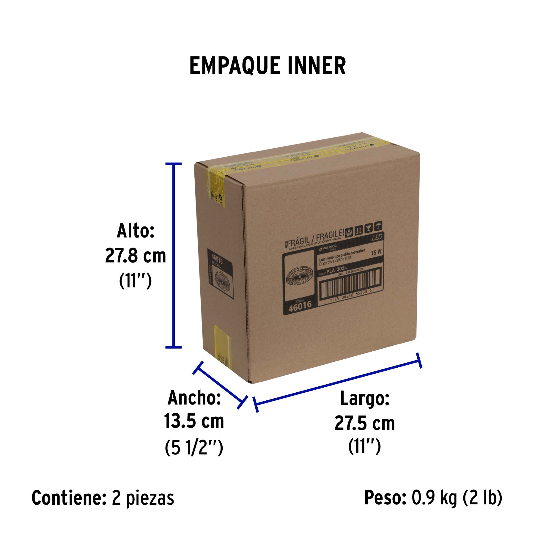Luminario LED plafón decorativo 15W 6500K, espiral, BASIC - Empaque
