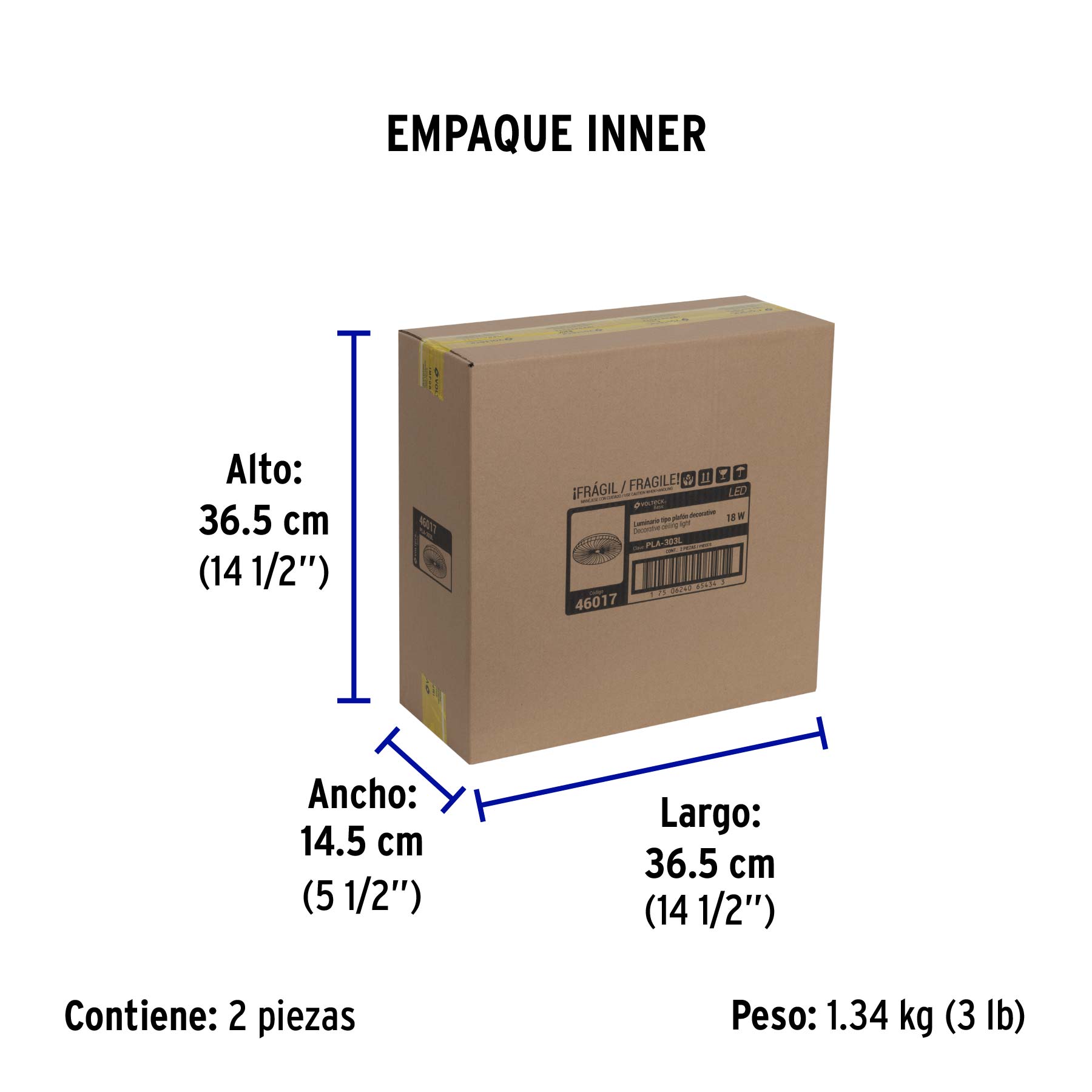 Luminario LED plafón decorativo 18W 6500K, espiral, BASIC - Empaque