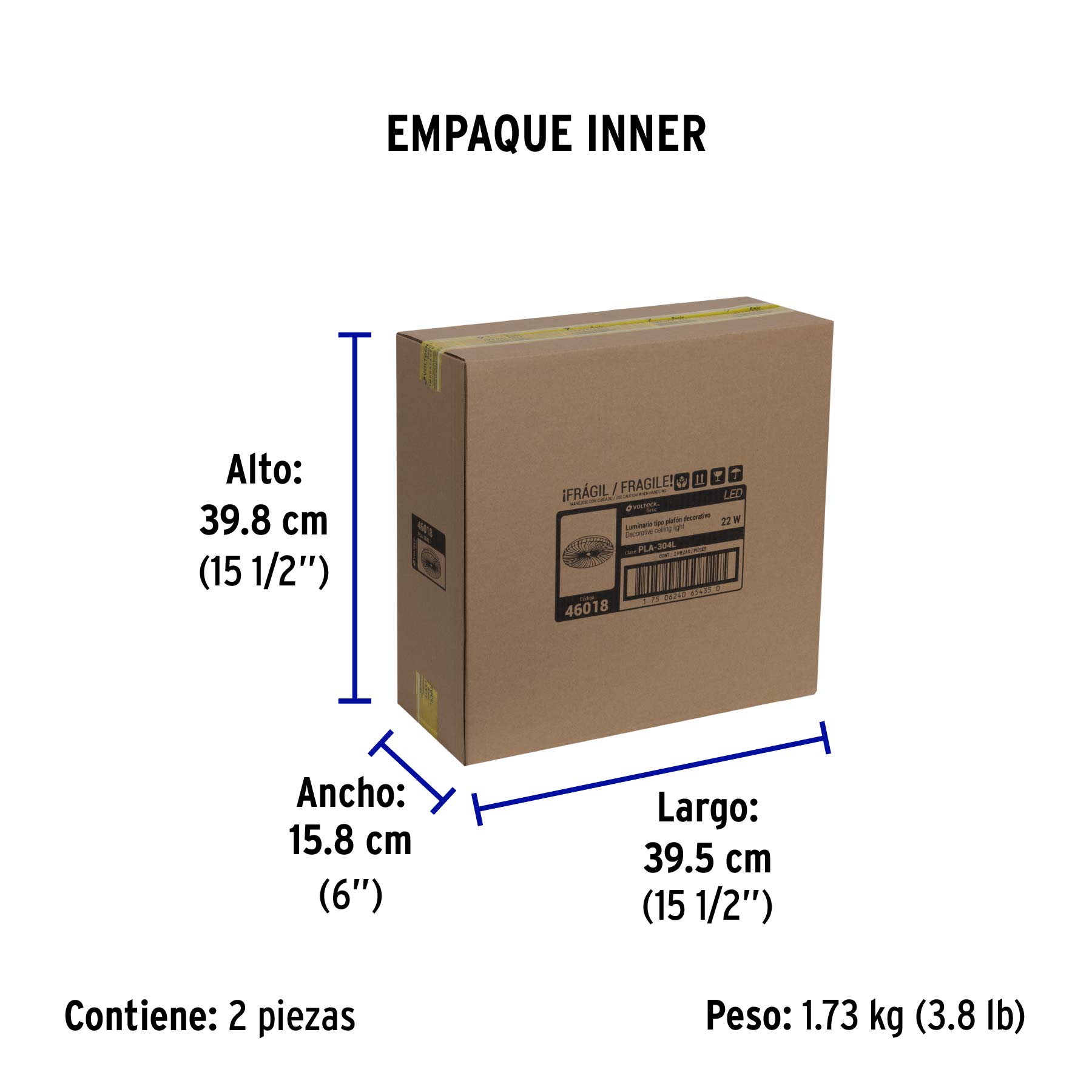 Luminario LED plafón decorativo 22W 6500K, espiral, BASIC - Empaque
