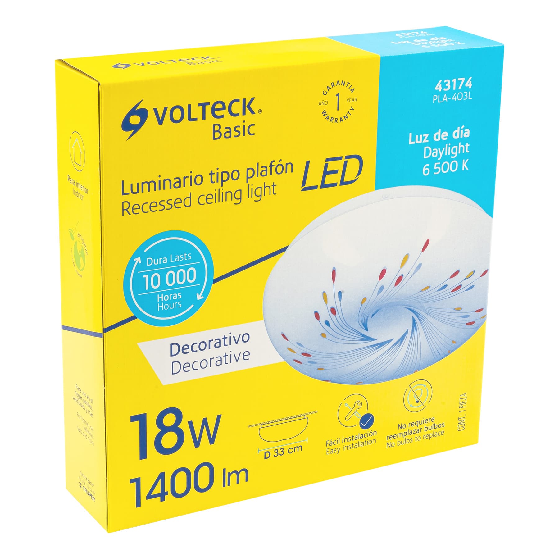 Luminario LED 18 W plafón decorativo espiral luz día