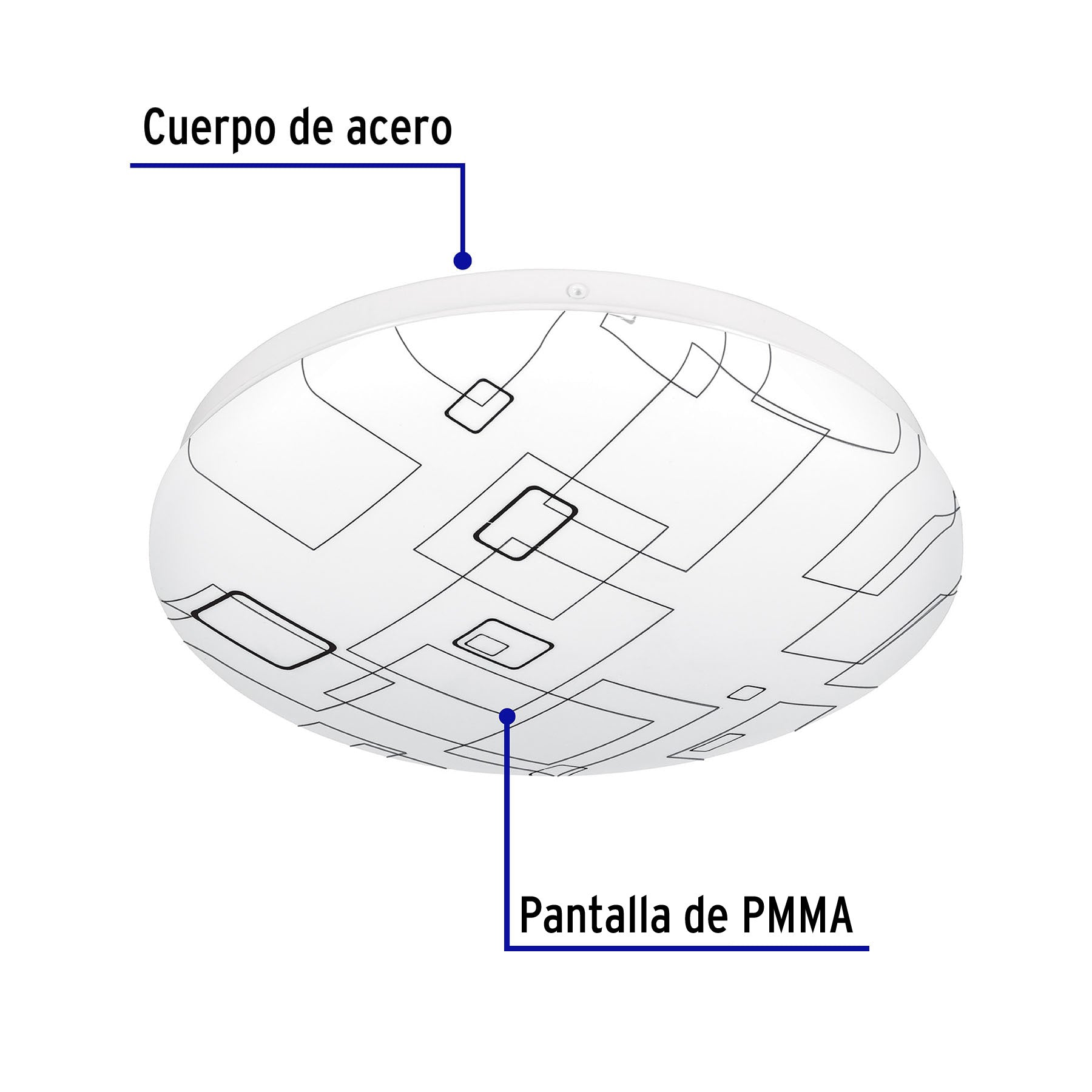 Luminario LED plafón decorativo 15W 6500K, cuadros, BASIC