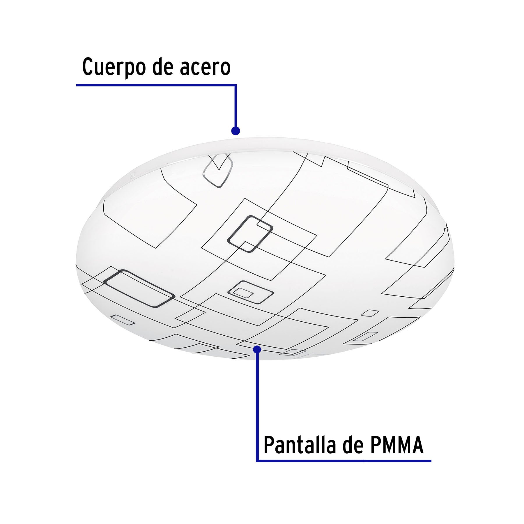 Luminario LED plafón decorativo 18W 6500K, cuadros, BASIC