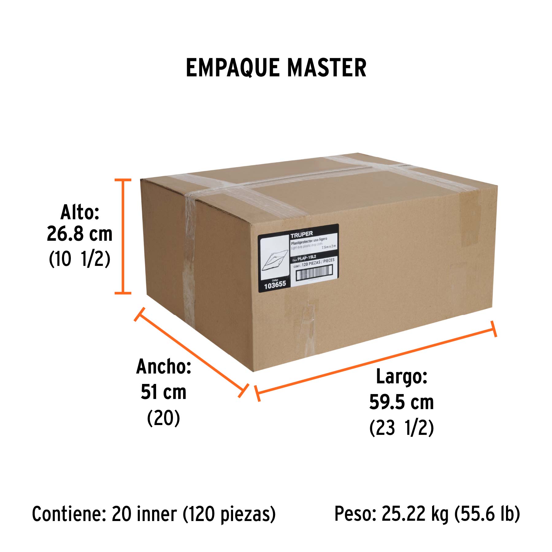 Plastiprotector 7.5 x 2 m, uso ligero, TRUPER - Empaque