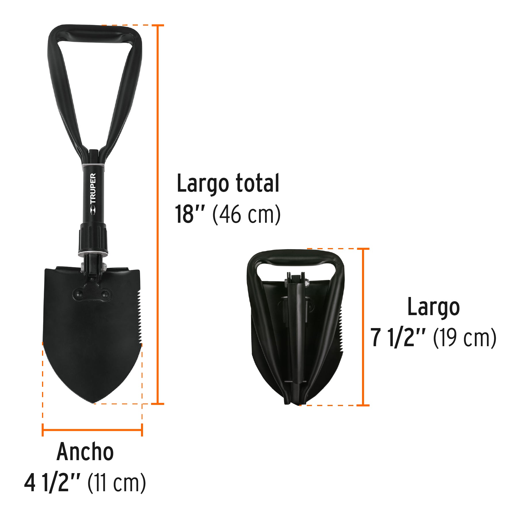 Pala plegable de 18", TRUPER