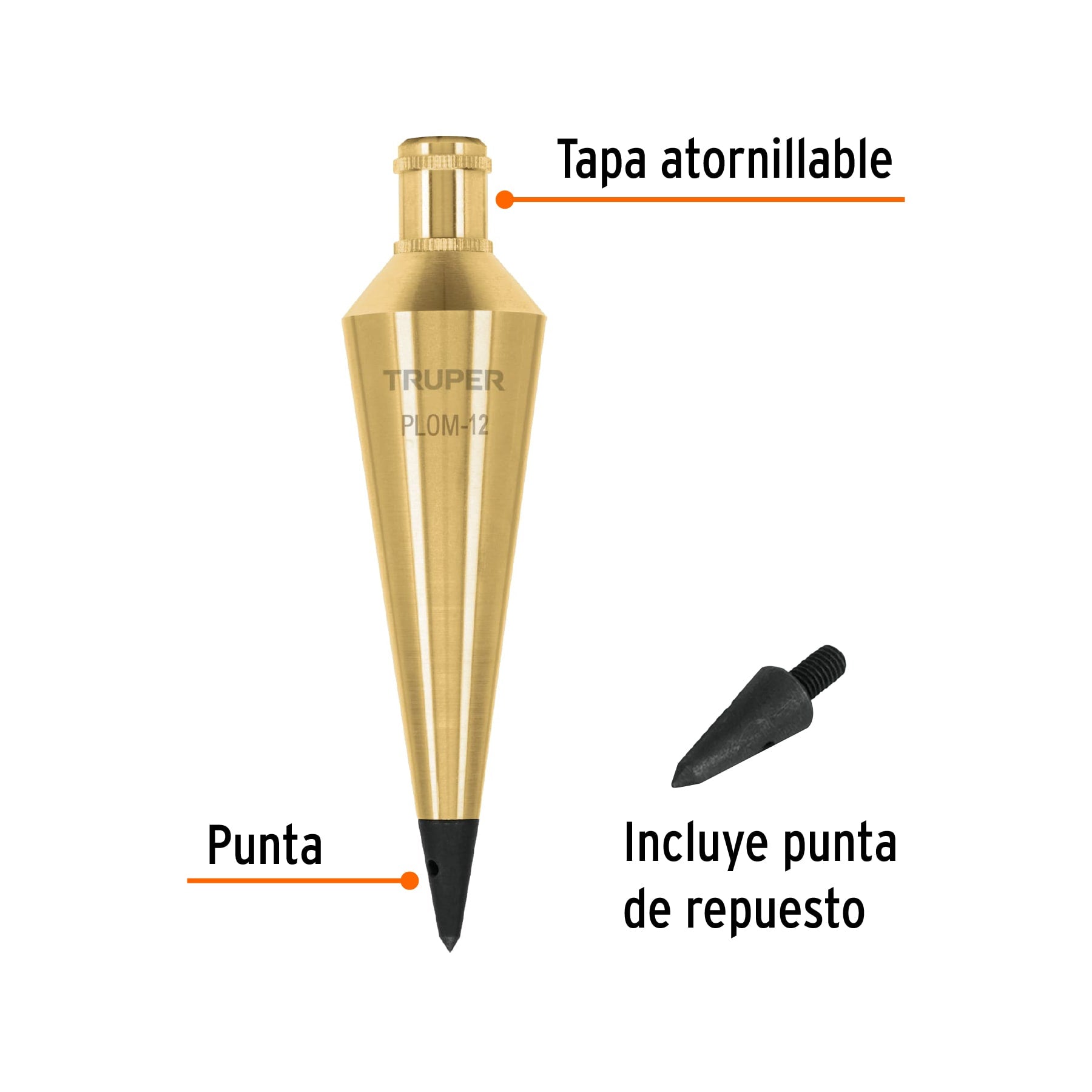 Plomada de latón 12 oz, TRUPER