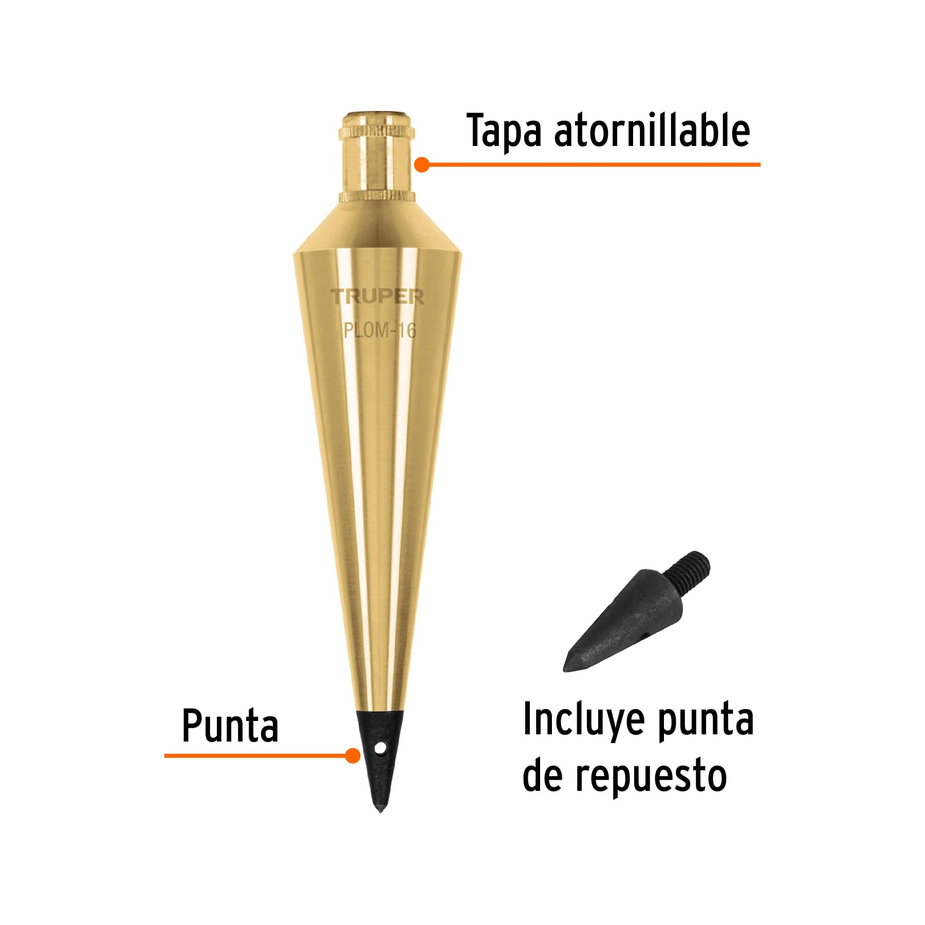 Plomada de latón 16 oz, TRUPER